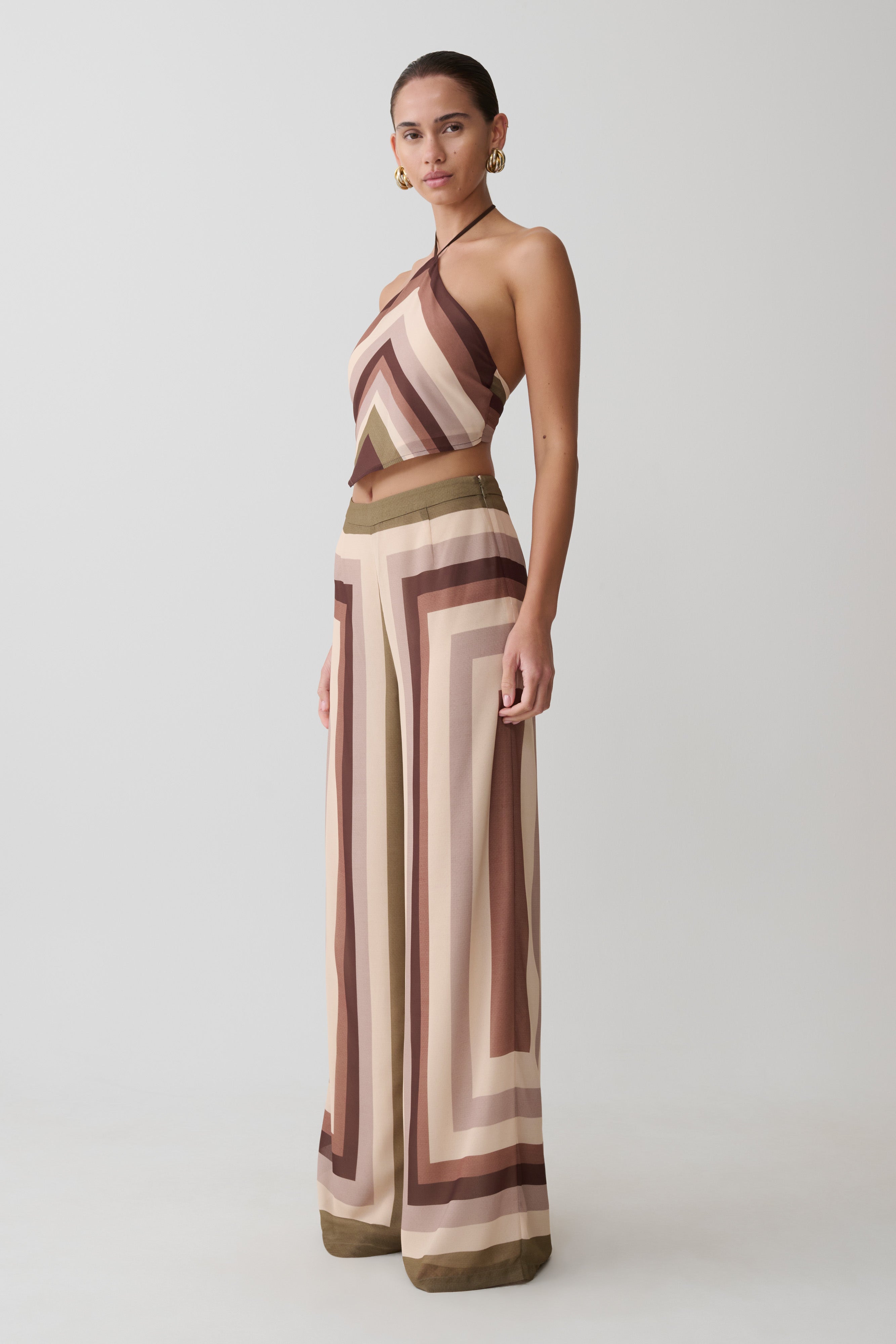 Rachel Chiffon Straight Leg Pants - Multi Stripe