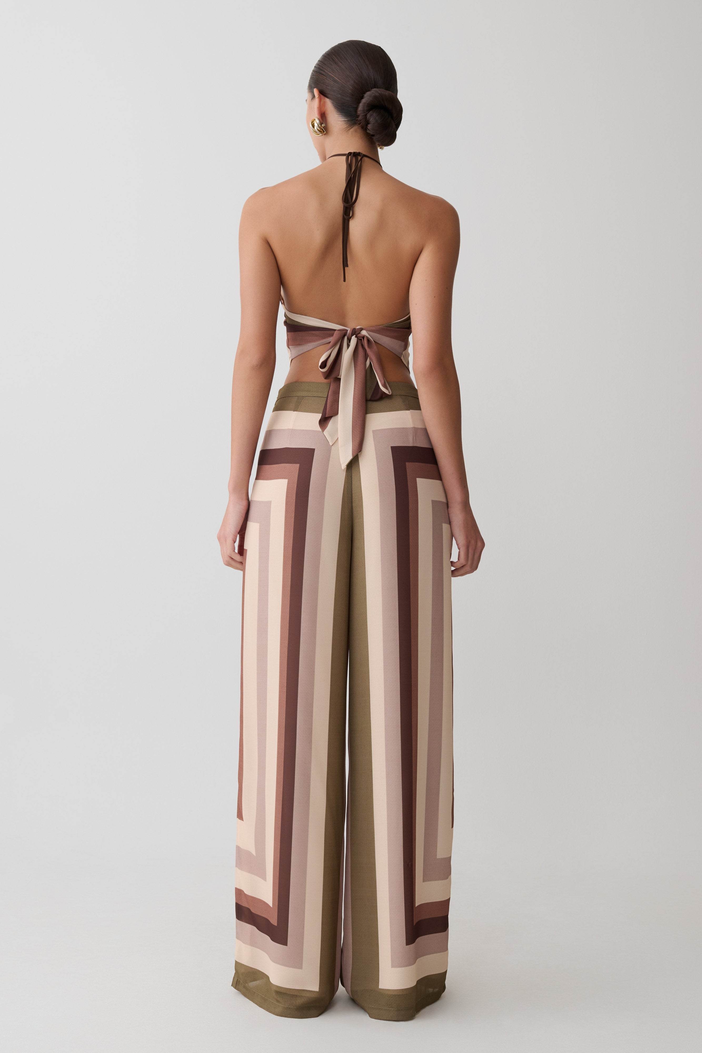 Rachel Chiffon Straight Leg Pants - Multi Stripe