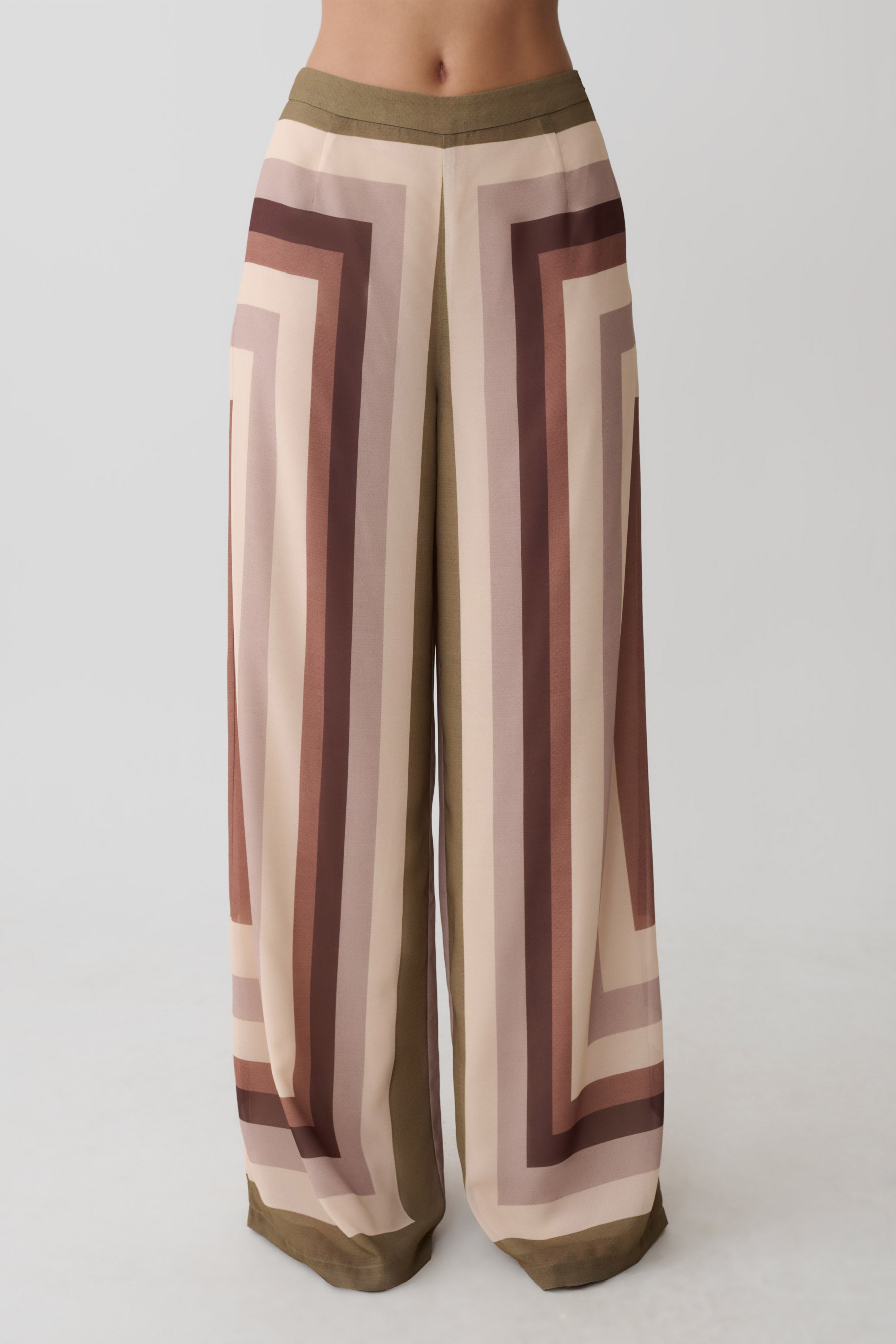 Rachel Chiffon Straight Leg Pants - Multi Stripe