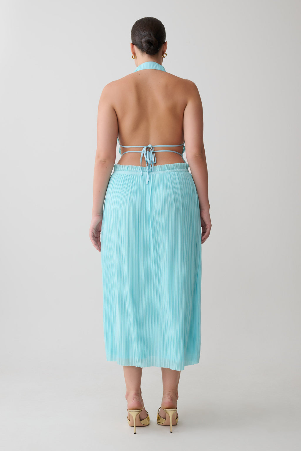 Thien Cowl Halter Midi Dress - Blue