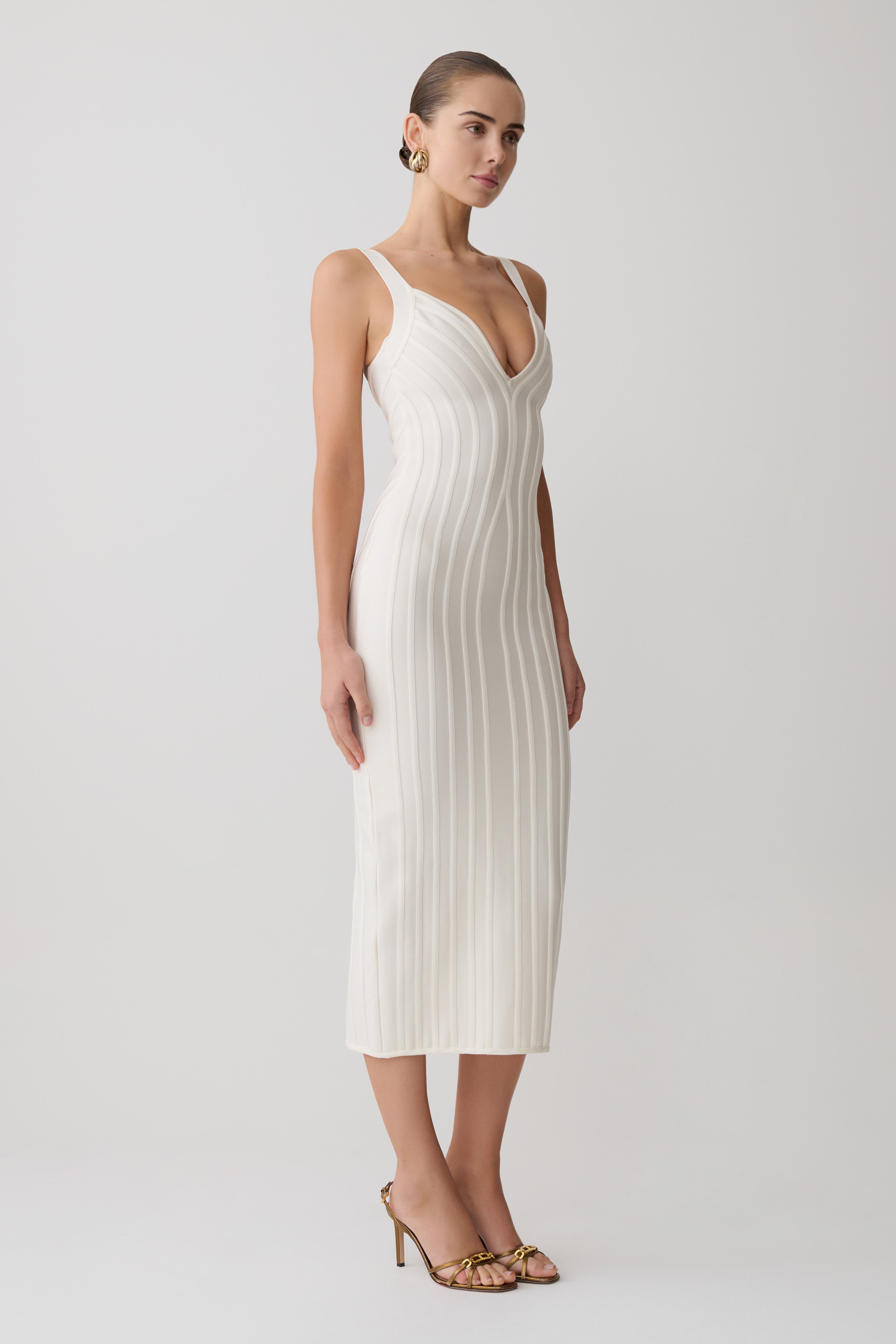 Gia Bandage Knit Midi Dress - Ivory