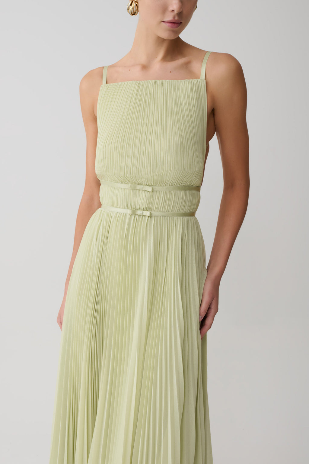 Clarisse Pleated Maxi Dress - Sage