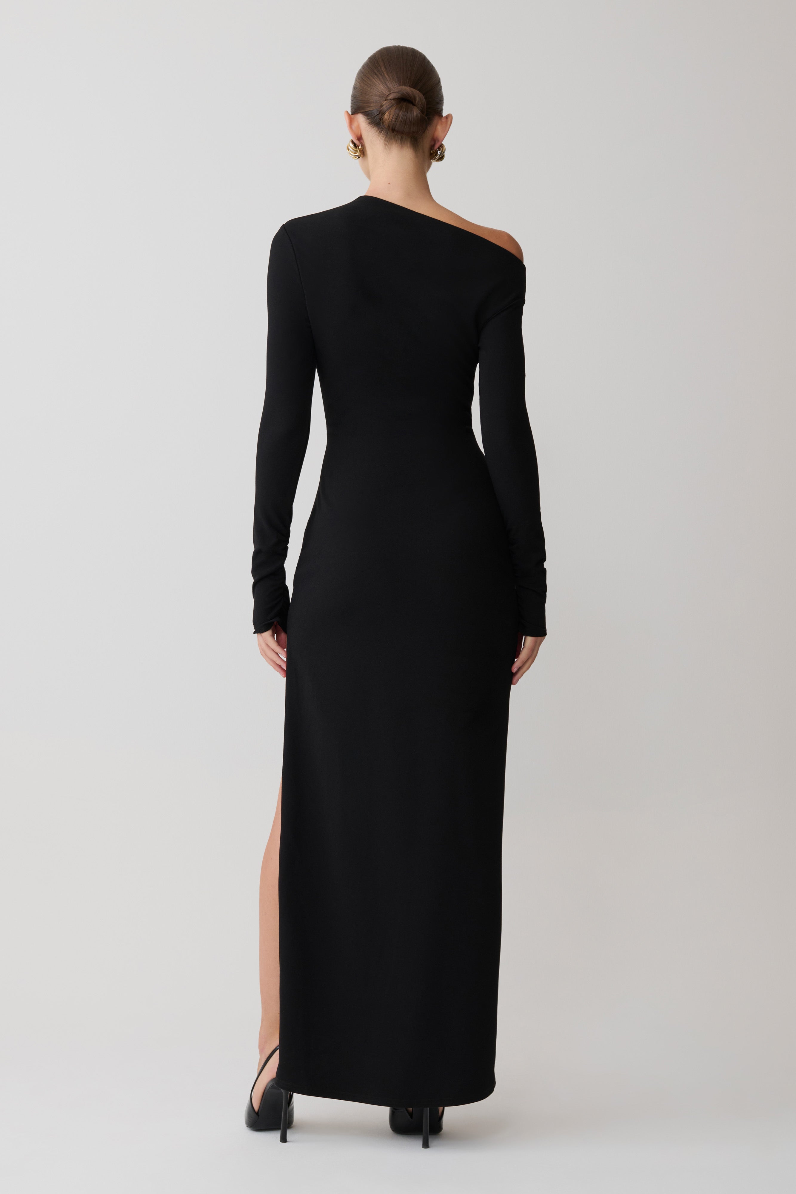 Thalyn Crepe Maxi Dress With Split - Black