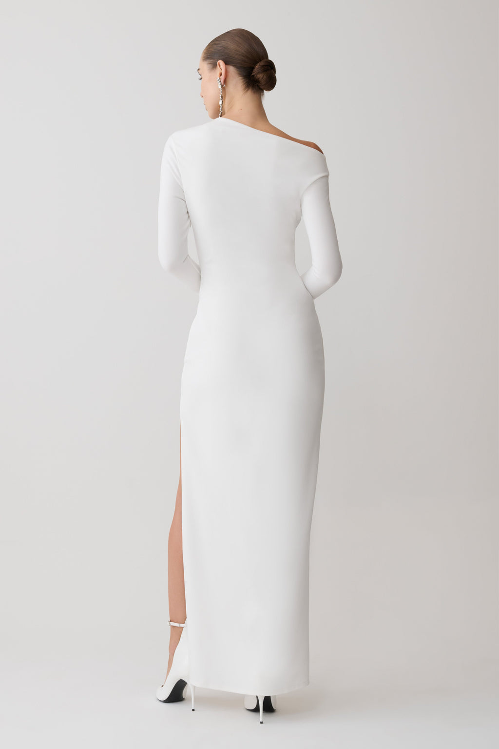 Thalyn Crepe Maxi Dress With Split - White