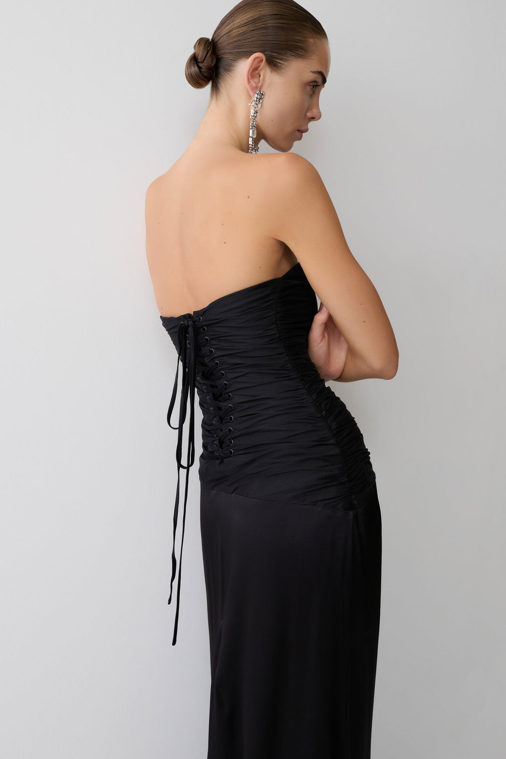 Serena Strapless Taffeta Maxi Dress - Black