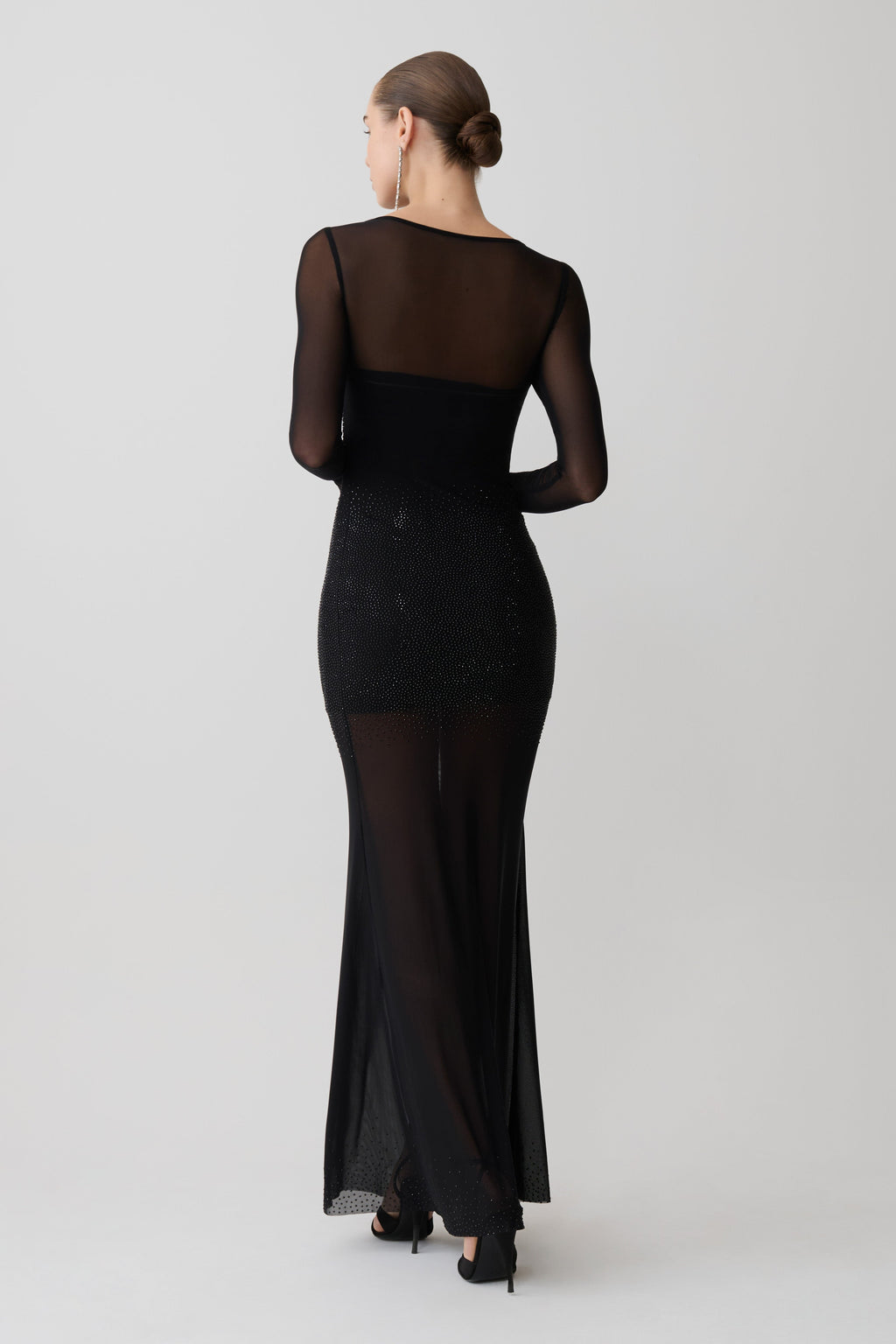 Lior Mesh Maxi Dress With Hotfix - Black