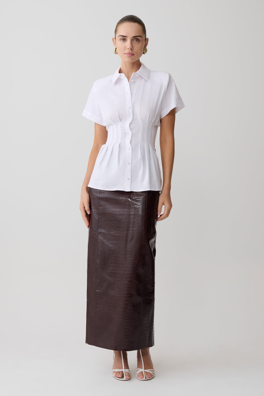 Selma Short Sleeve Linen Shirt - White