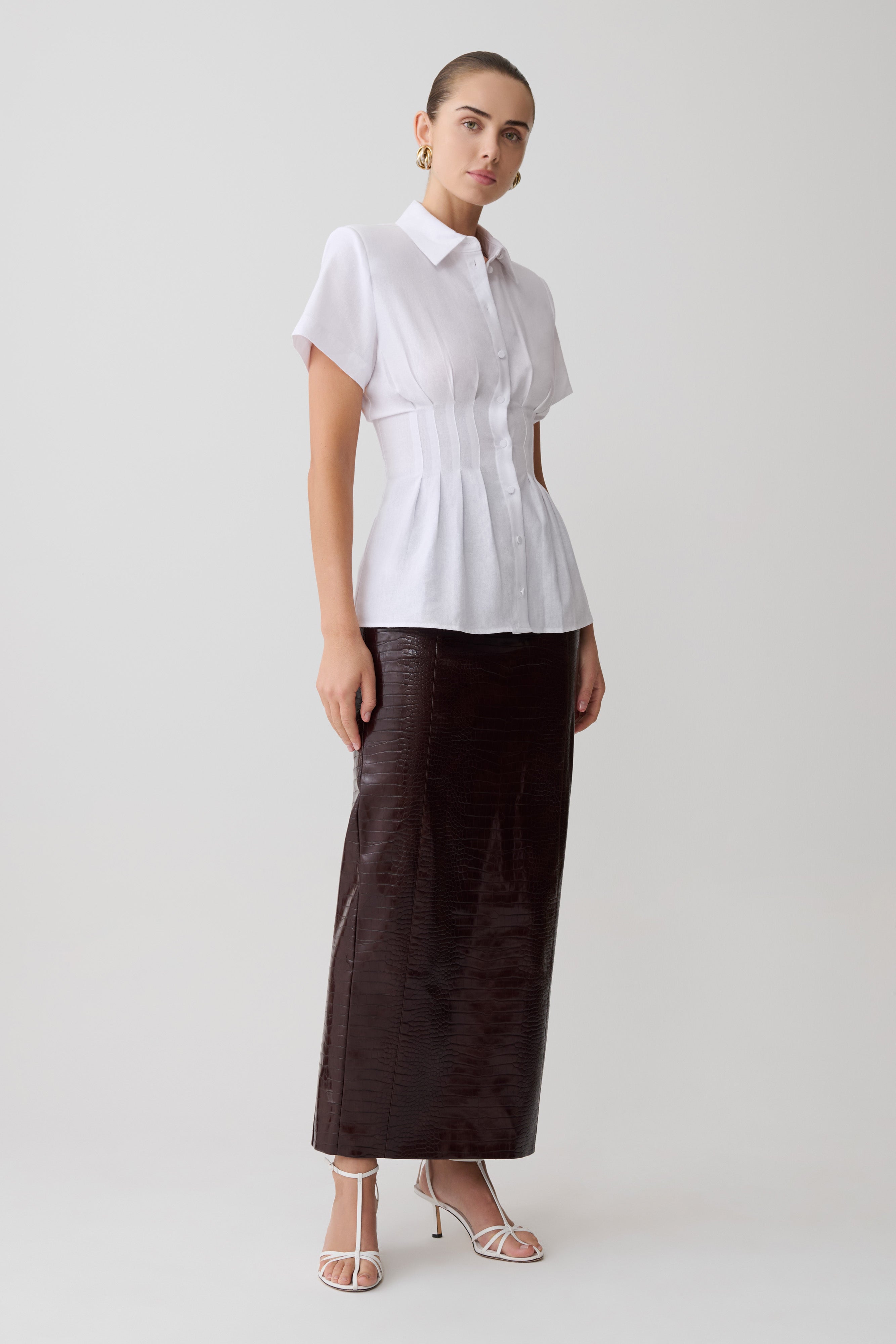 Selma Short Sleeve Linen Shirt - White