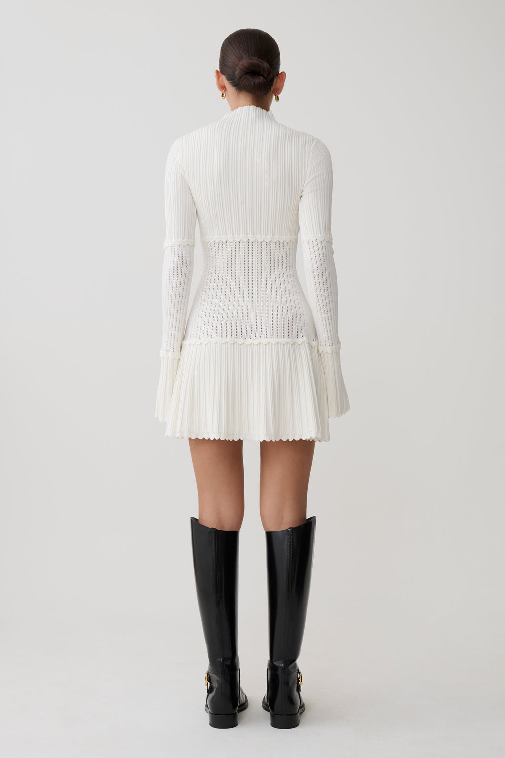 Adena Pointelle Knit Mini Dress - Ivory