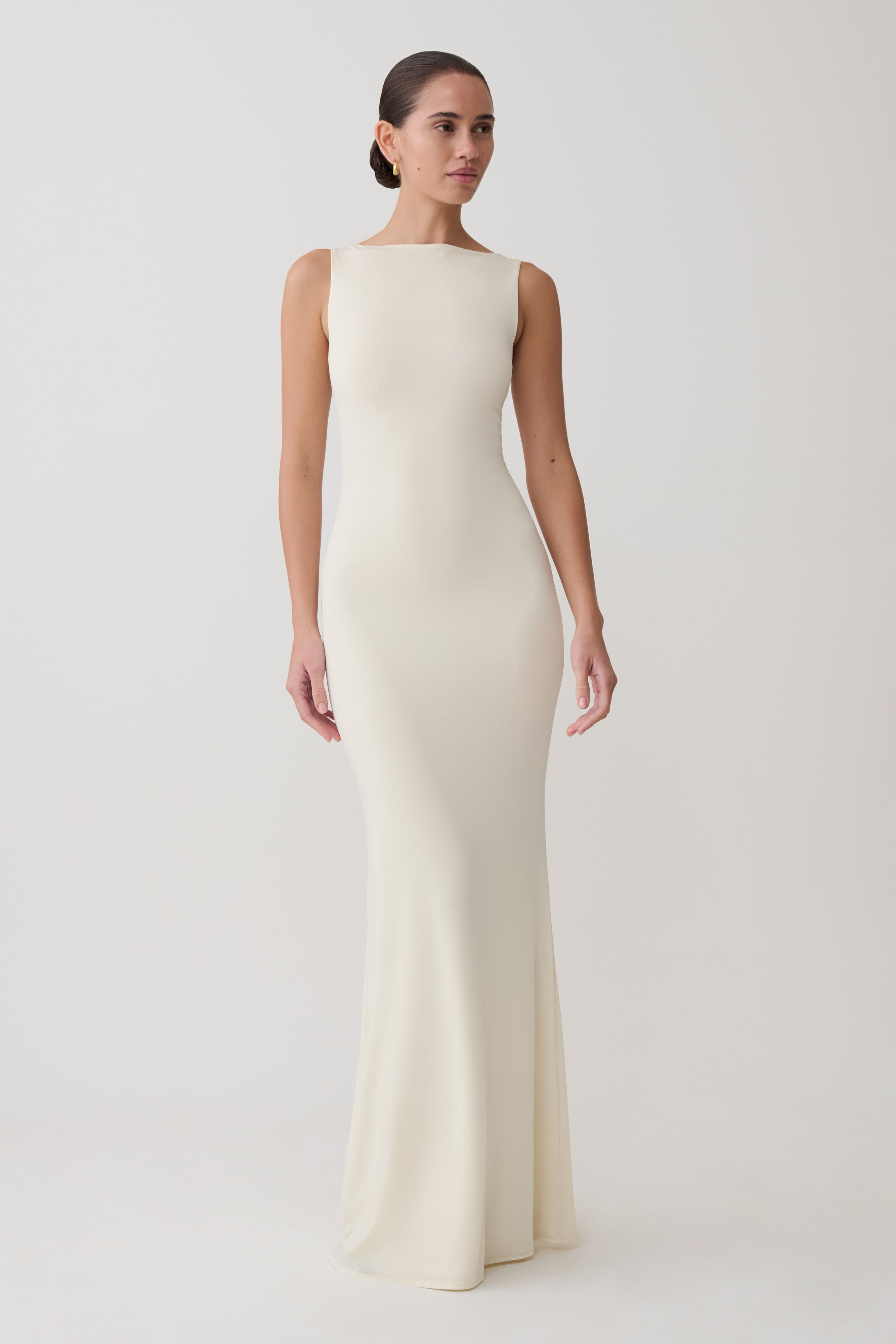 Tarna Sleeveless Slinky Maxi Dress - Bone
