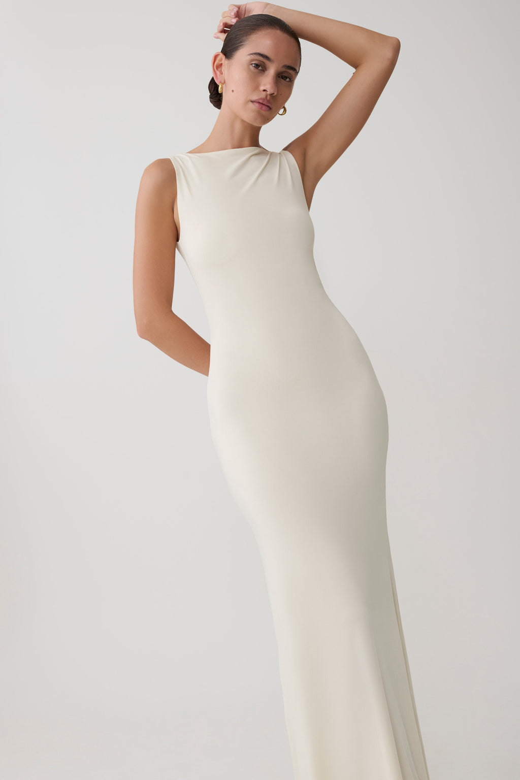 Tarna Sleeveless Slinky Maxi Dress - Bone