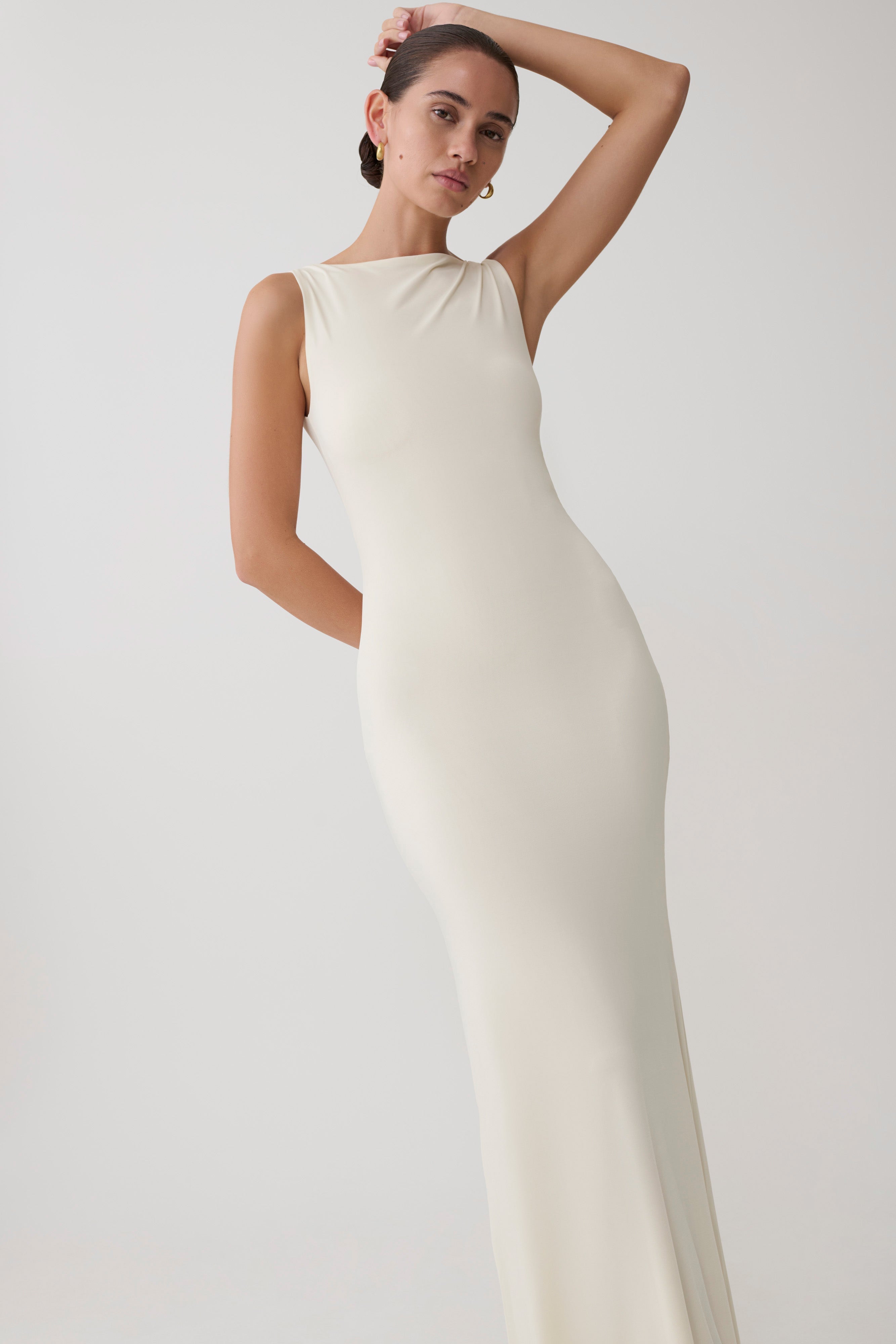 Tarna Sleeveless Slinky Maxi Dress - Bone
