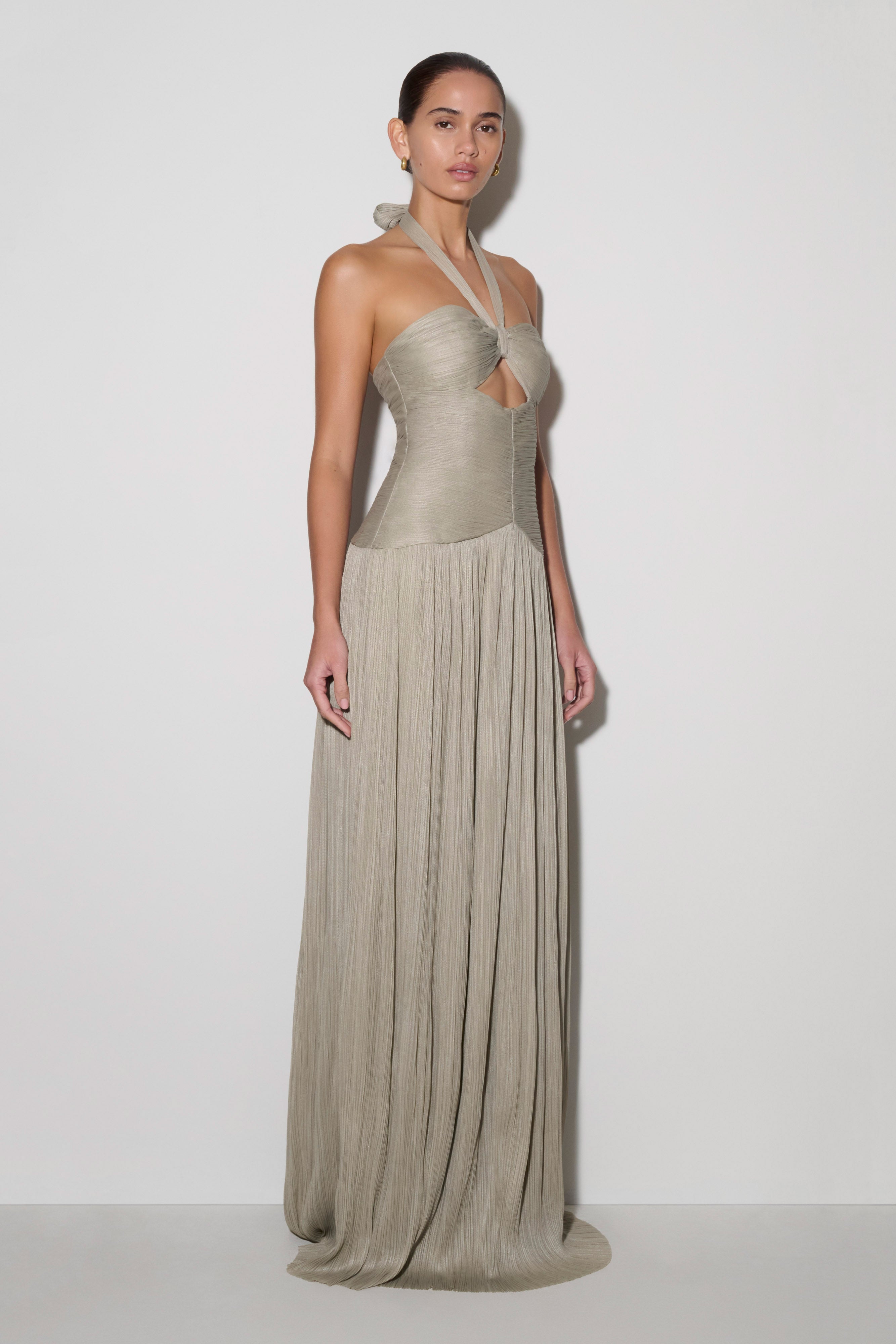 Juliette Pleated Chiffon Maxi Dress - Silver