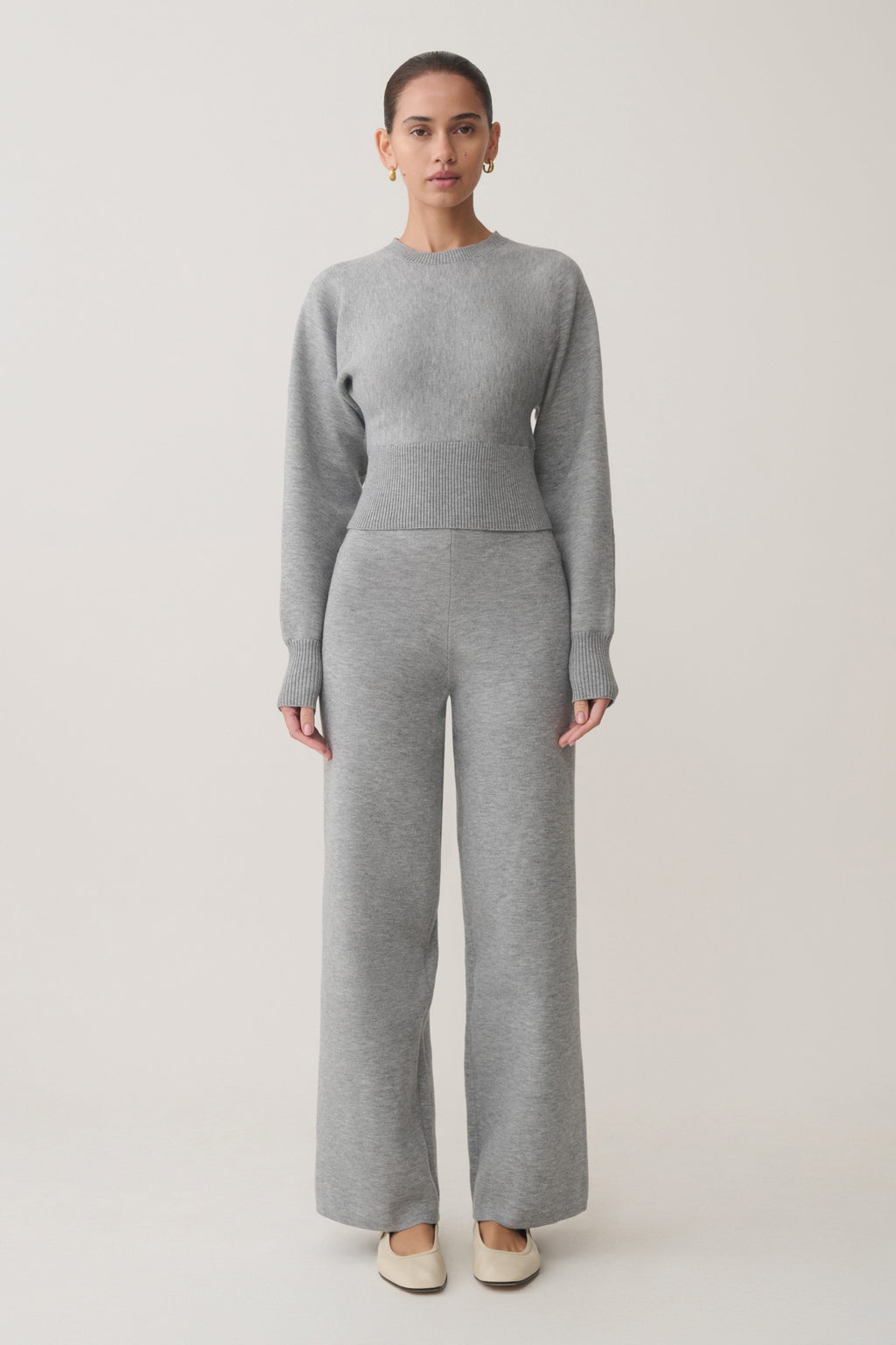 Kerrymae Straight Leg Knit Pants - Grey Marle