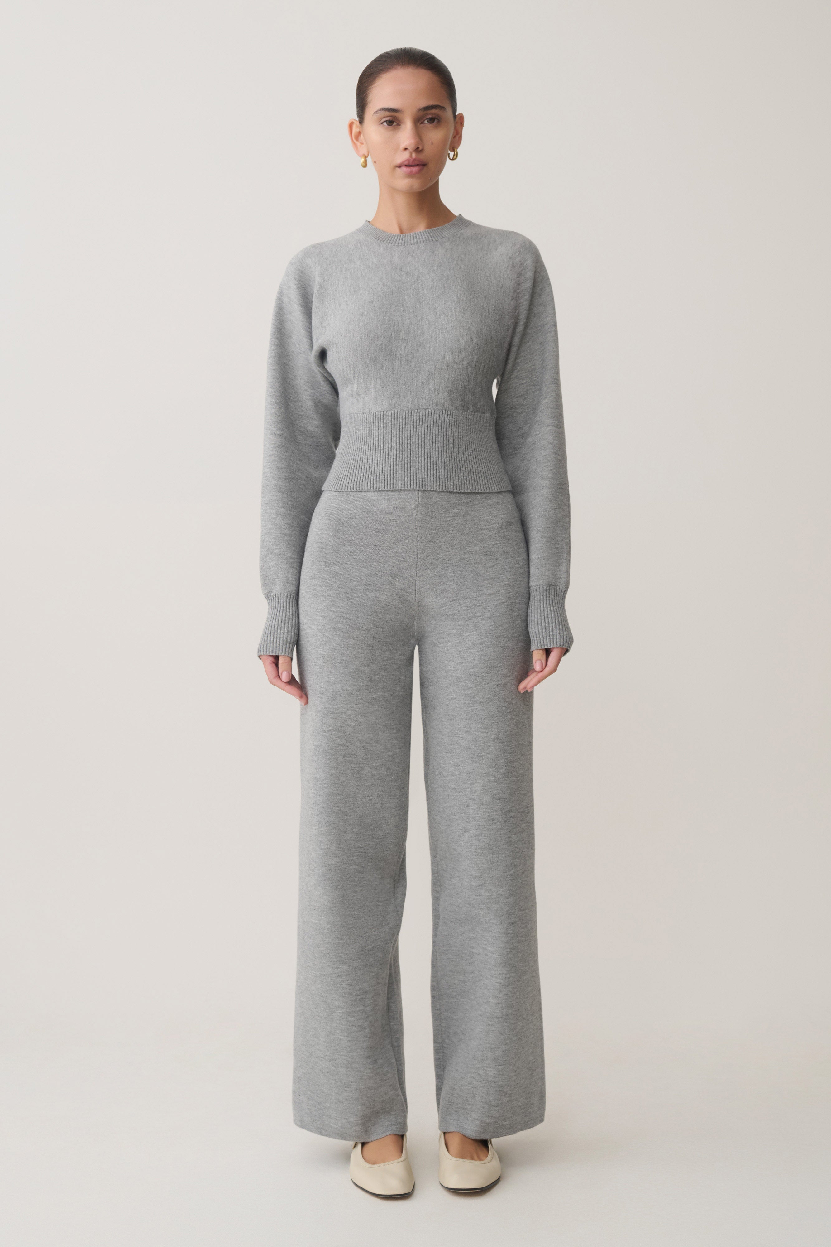 Kerrymae Straight Leg Knit Pants - Grey Marle