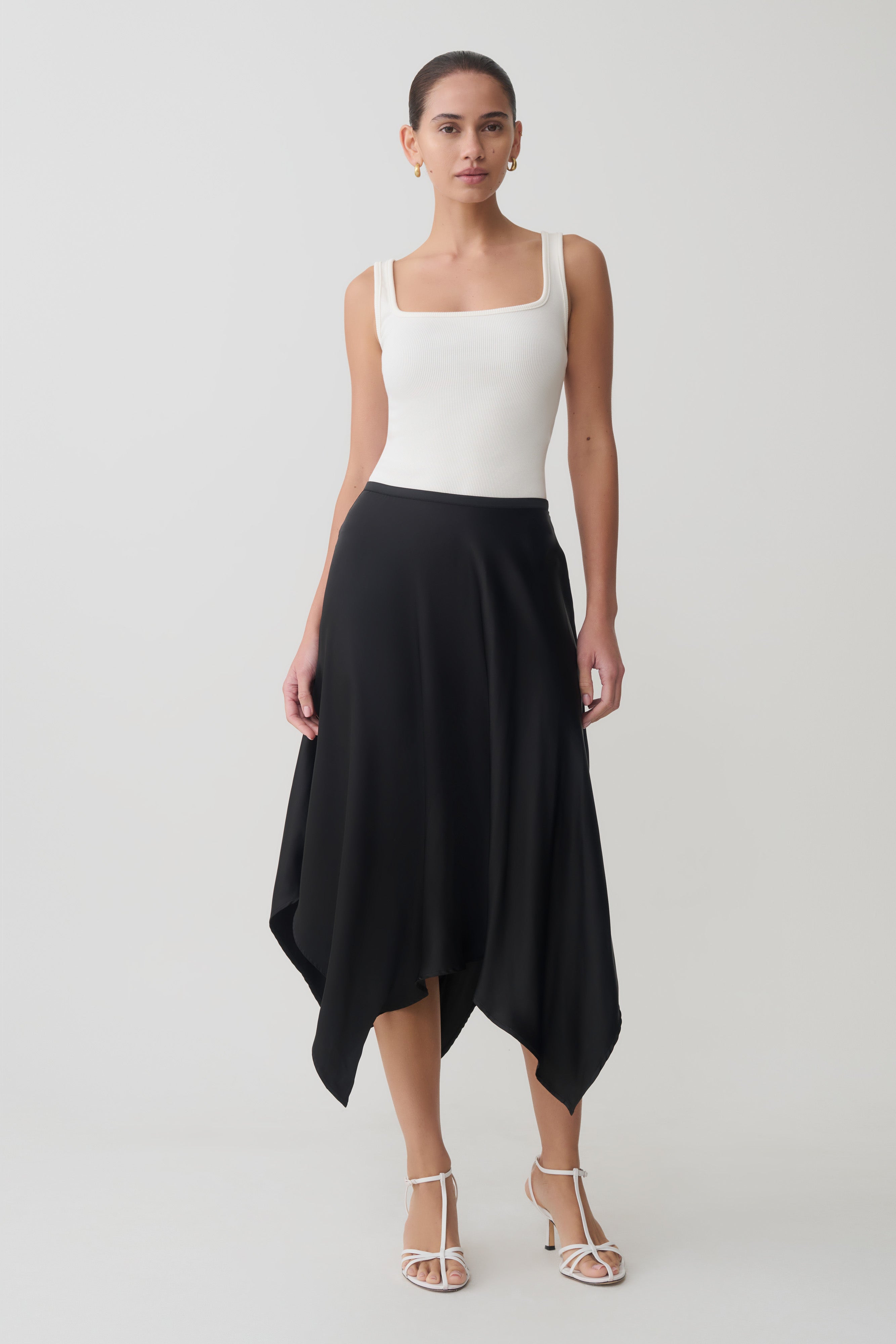 Aisling Ribbed Square Neck Sleeveless Top - Ivory