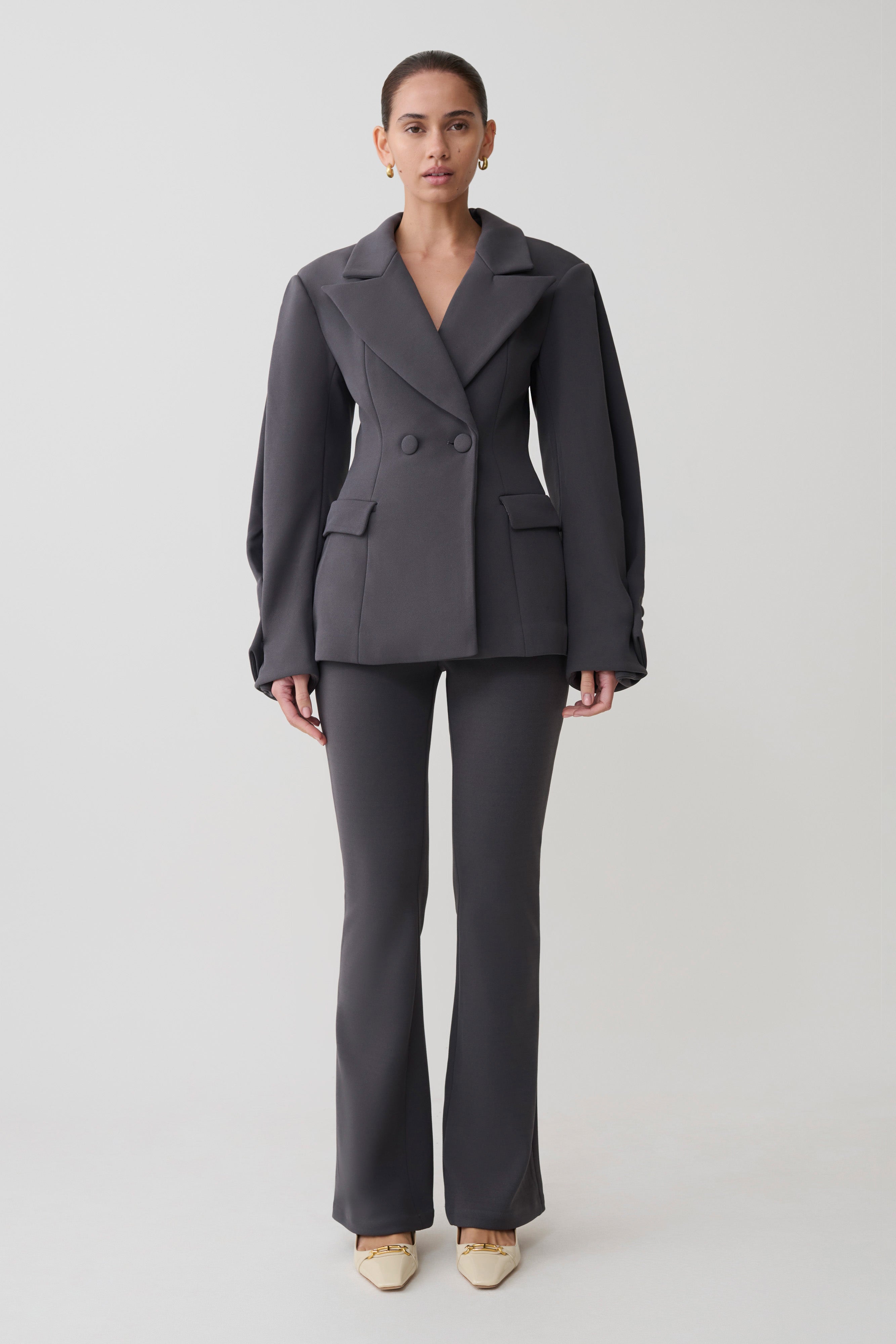 Wesley Structured Blazer - Charcoal Shadow