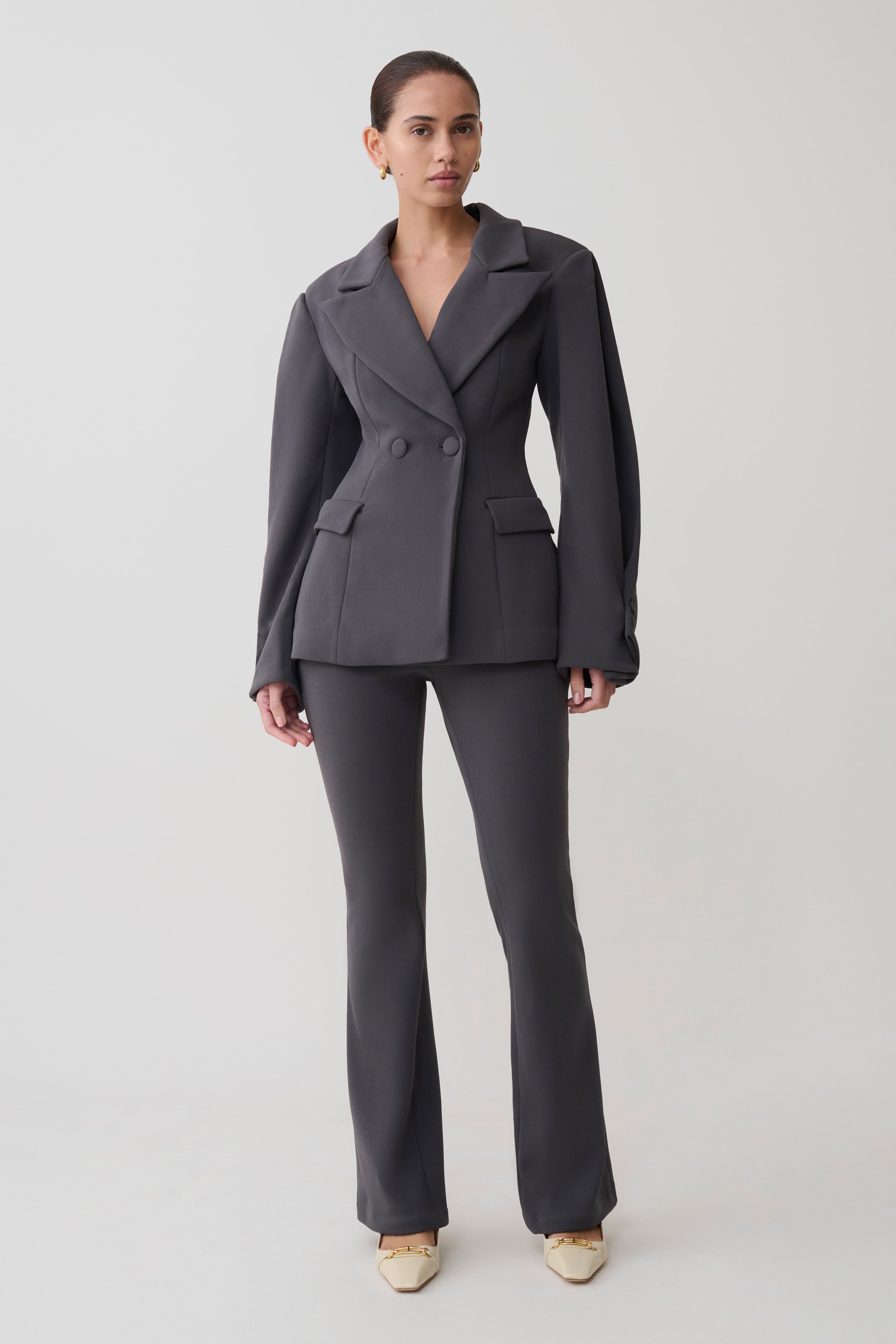 Wesley Structured Blazer - Charcoal Shadow