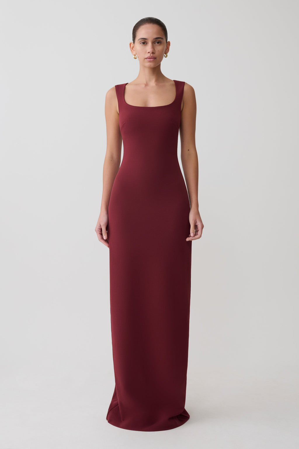 Rhea Detachable Cape Jersey Maxi Dress - Wine