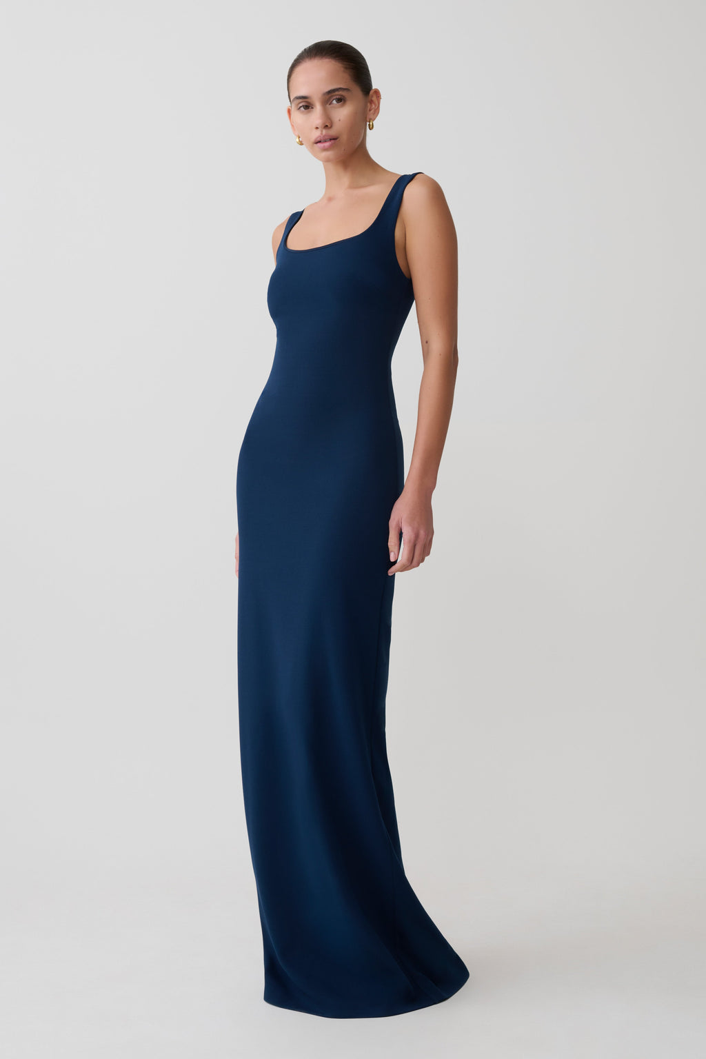 Rhea Detachable Cape Jersey Maxi Dress - Navy