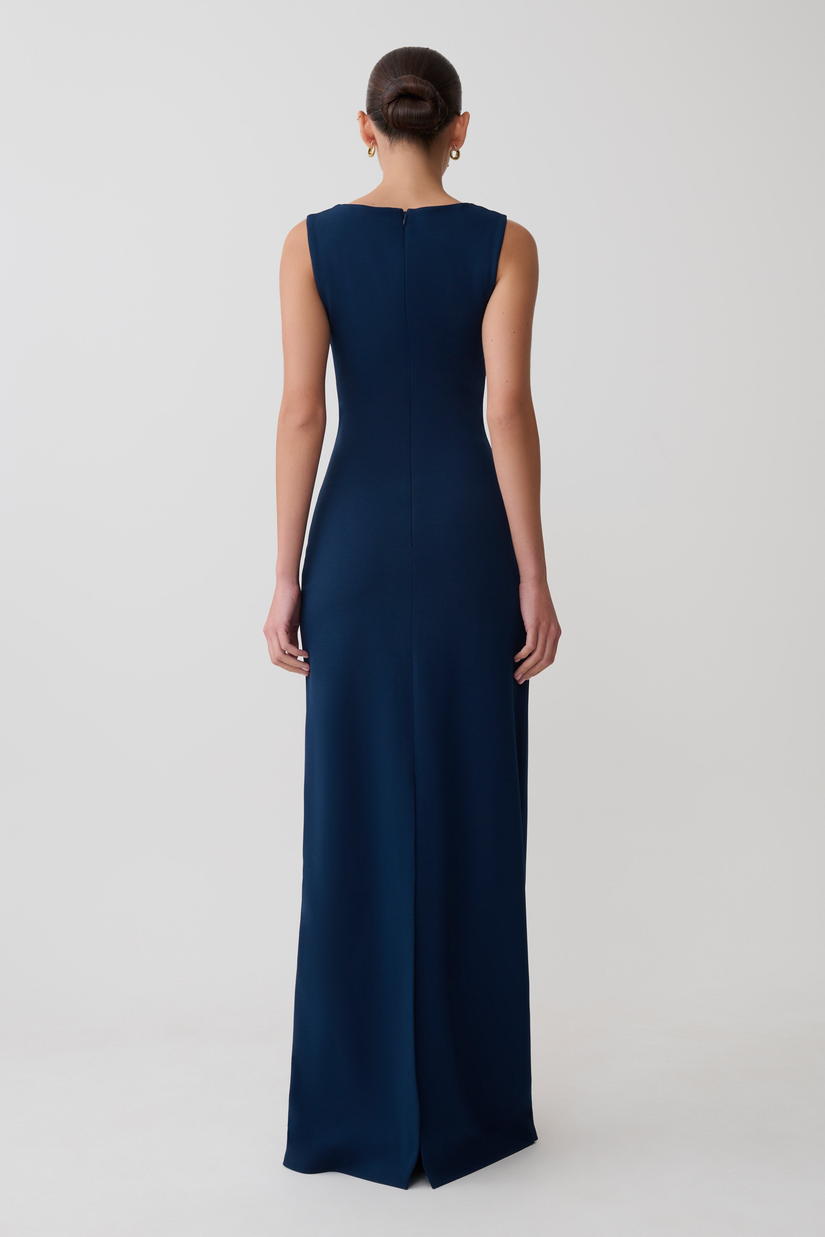 Rhea Detachable Cape Jersey Maxi Dress - Navy