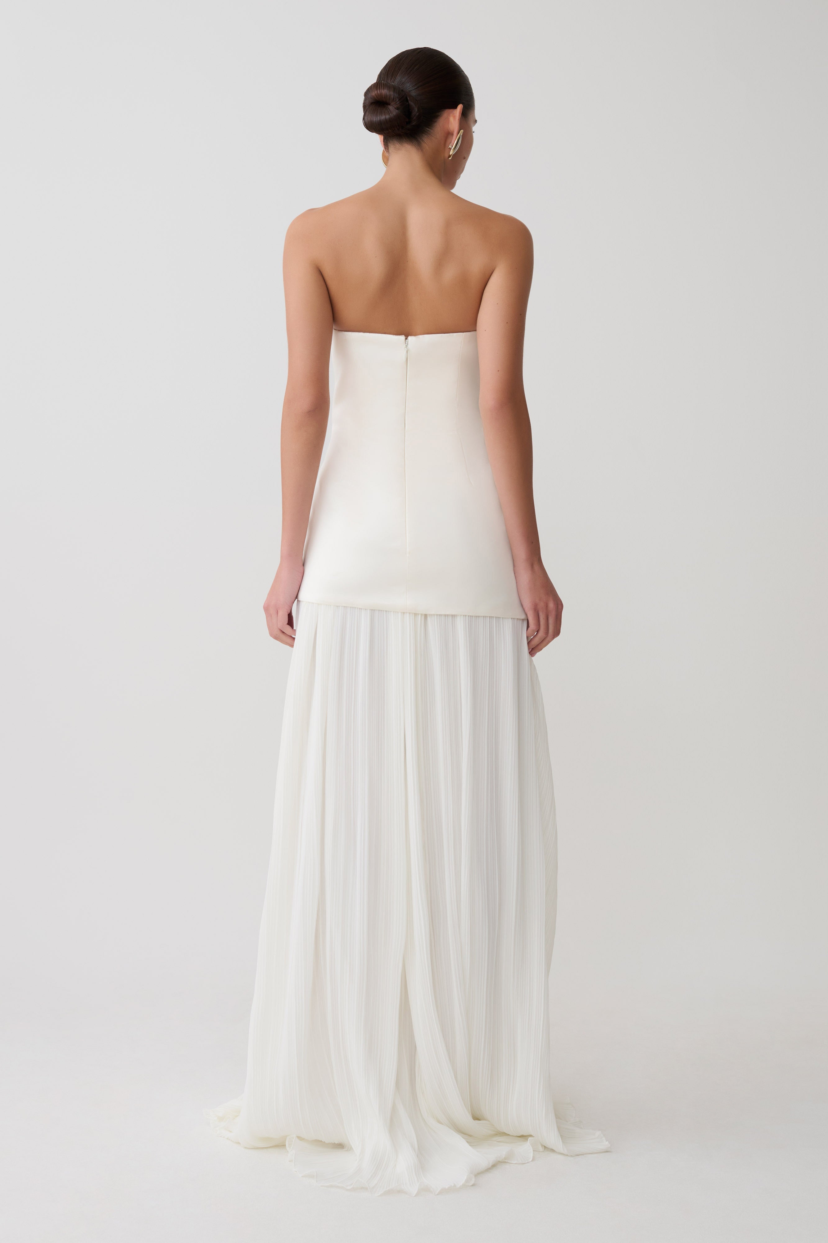 Juno Strapless Pleated Maxi Gown - White