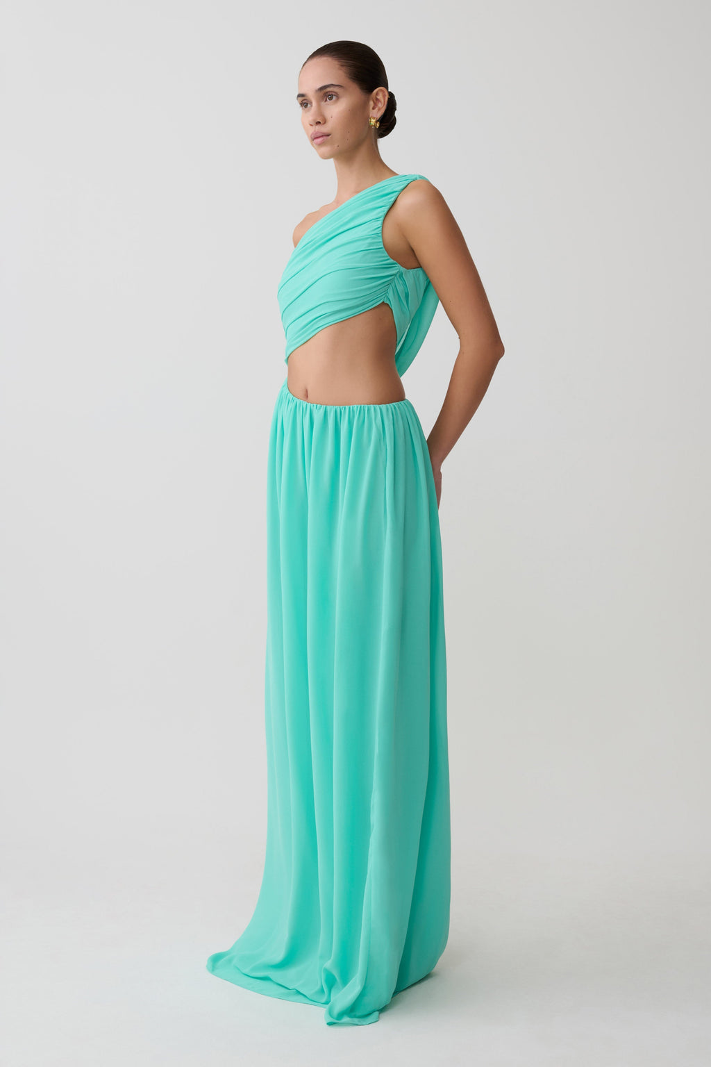 Aria Chiffon Cut Out Maxi Dress - Lagoon