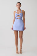 Ella Bow Detail Halter Mini Dress - Periwinkle Blue