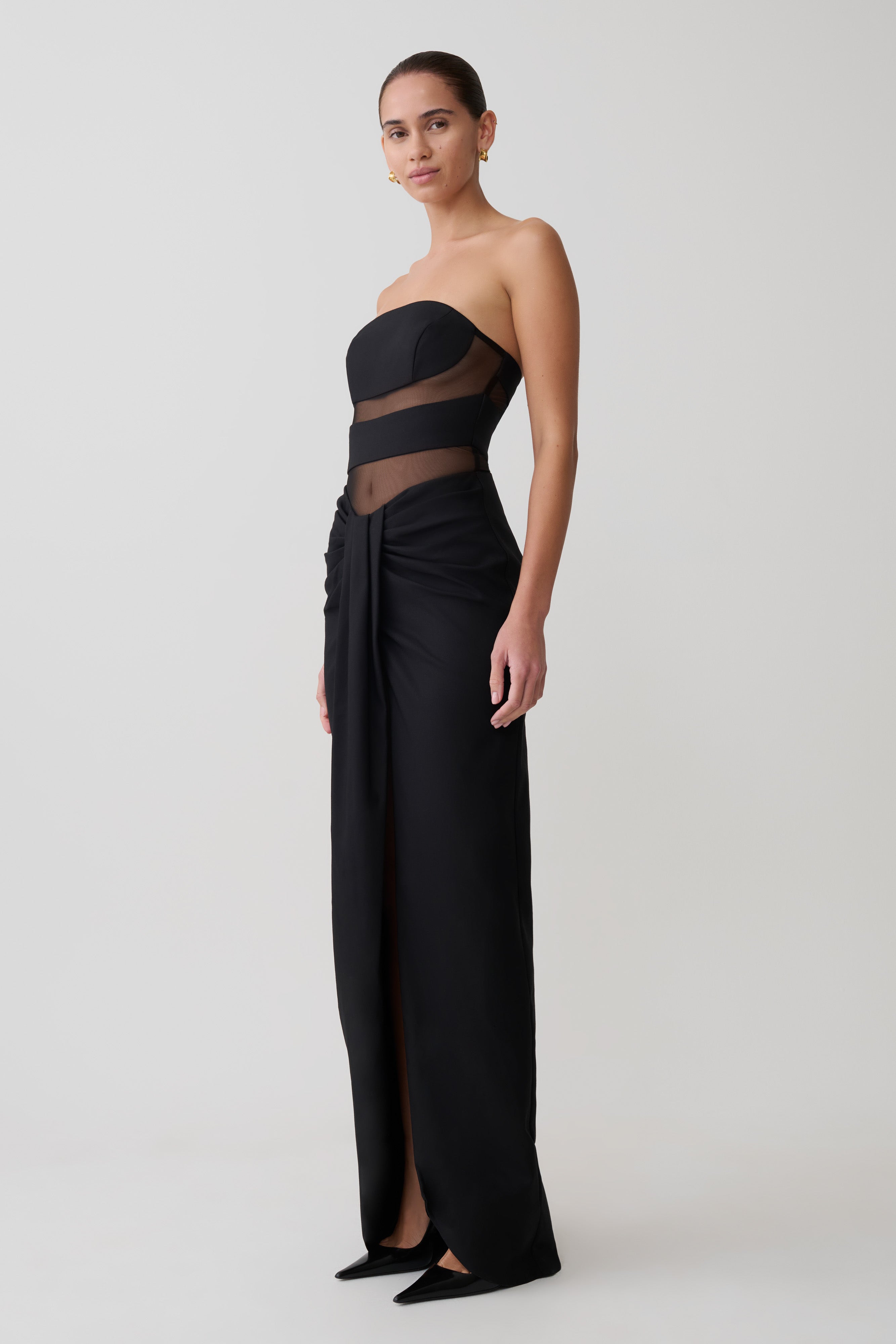 Paulina Cut Out Strapless Maxi Dress - Black