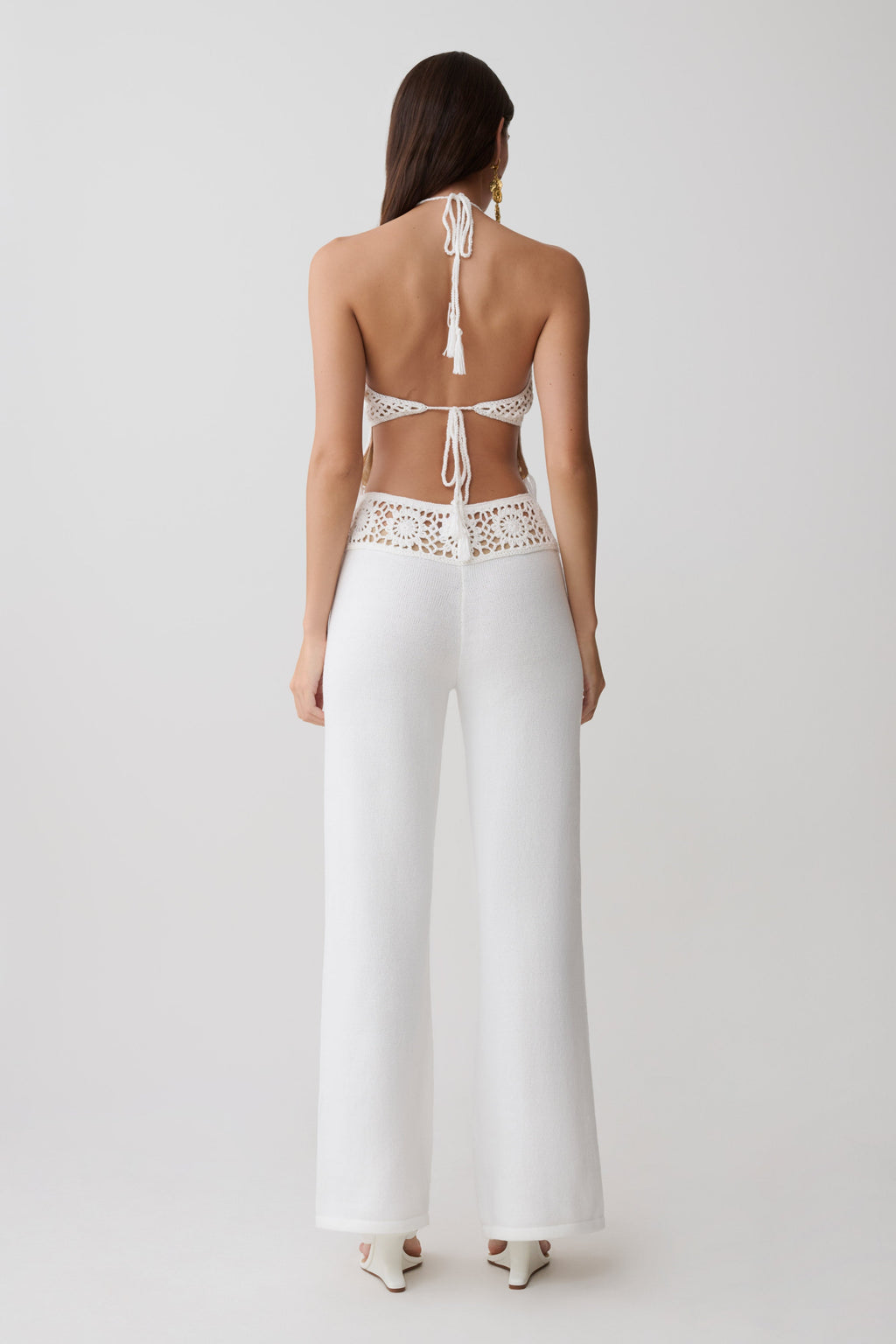 Miley Crochet Waistband Straight Leg Pant - Ivory
