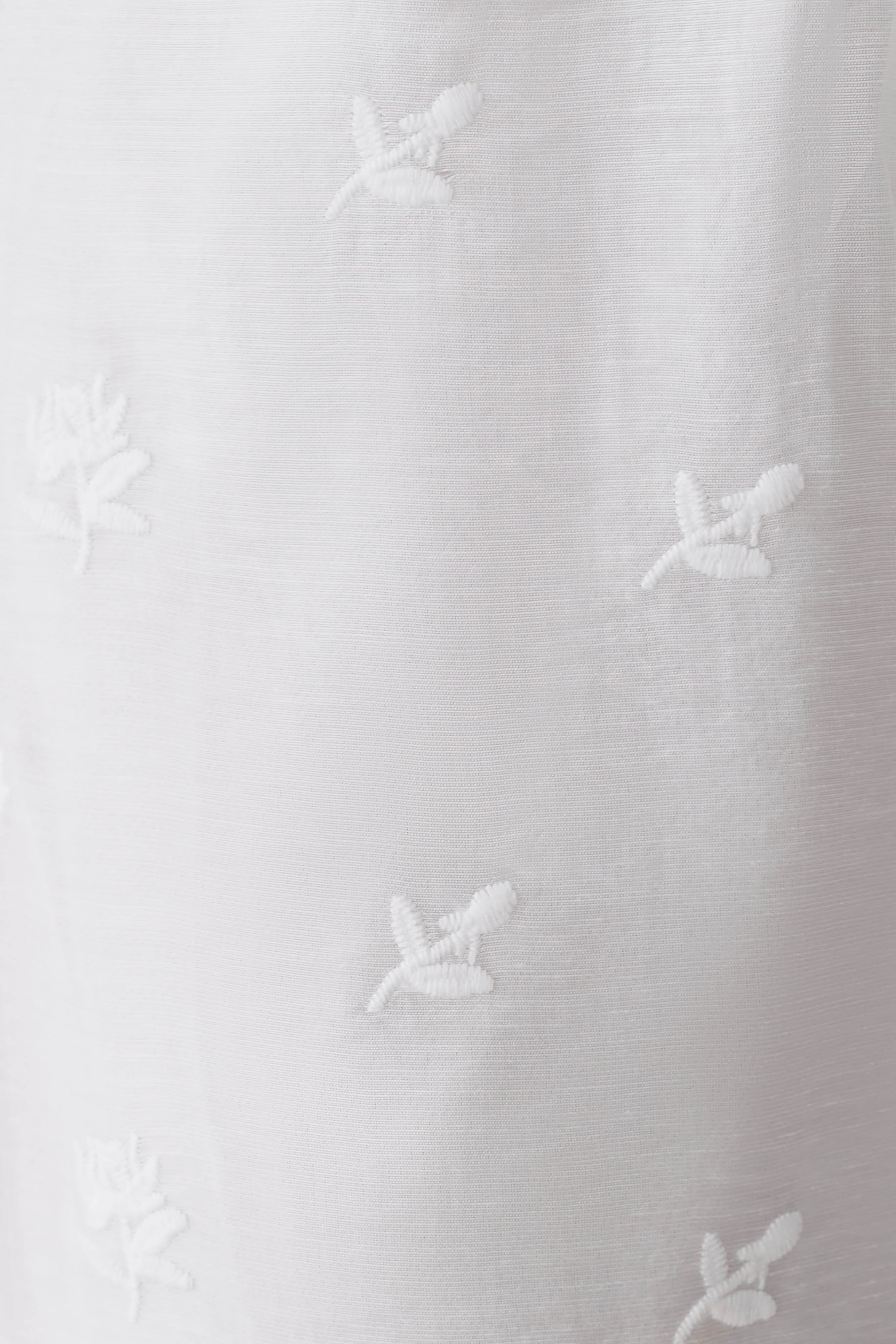 Vivian Tie Waist Embroidered Pant - White