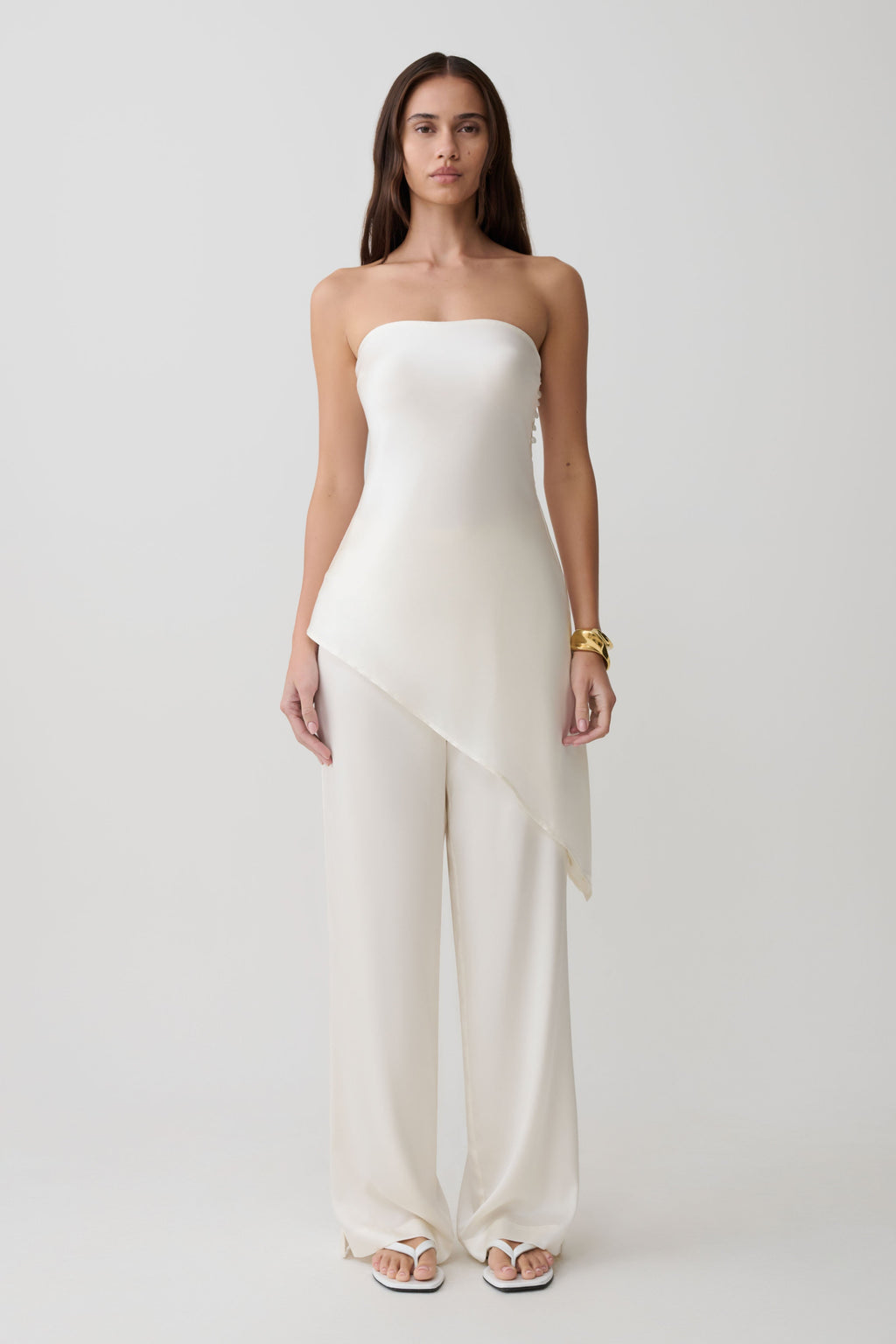 Kayla Silk Blend Straight Leg Pants - Ivory