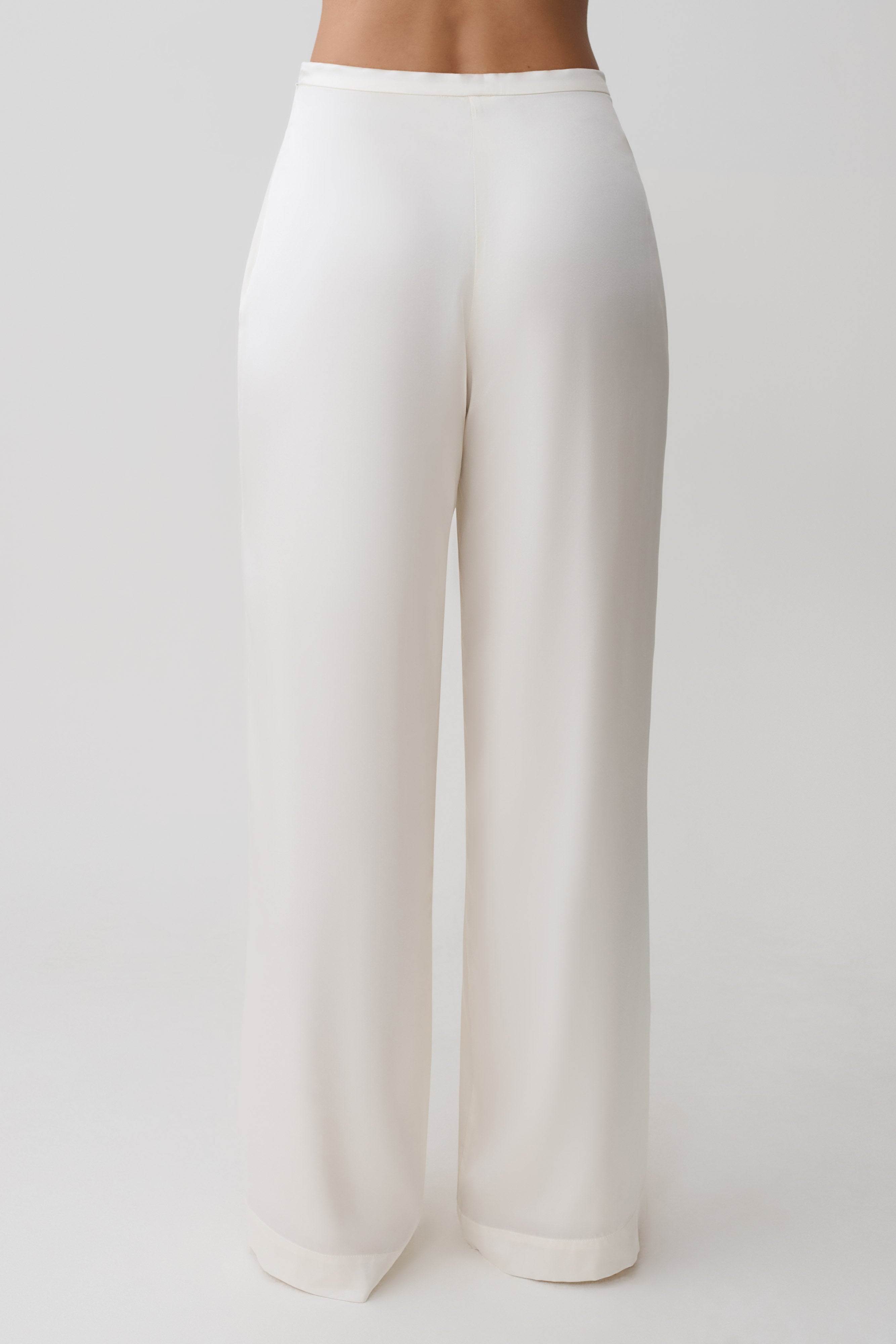Kayla Silk Blend Straight Leg Pants - Ivory