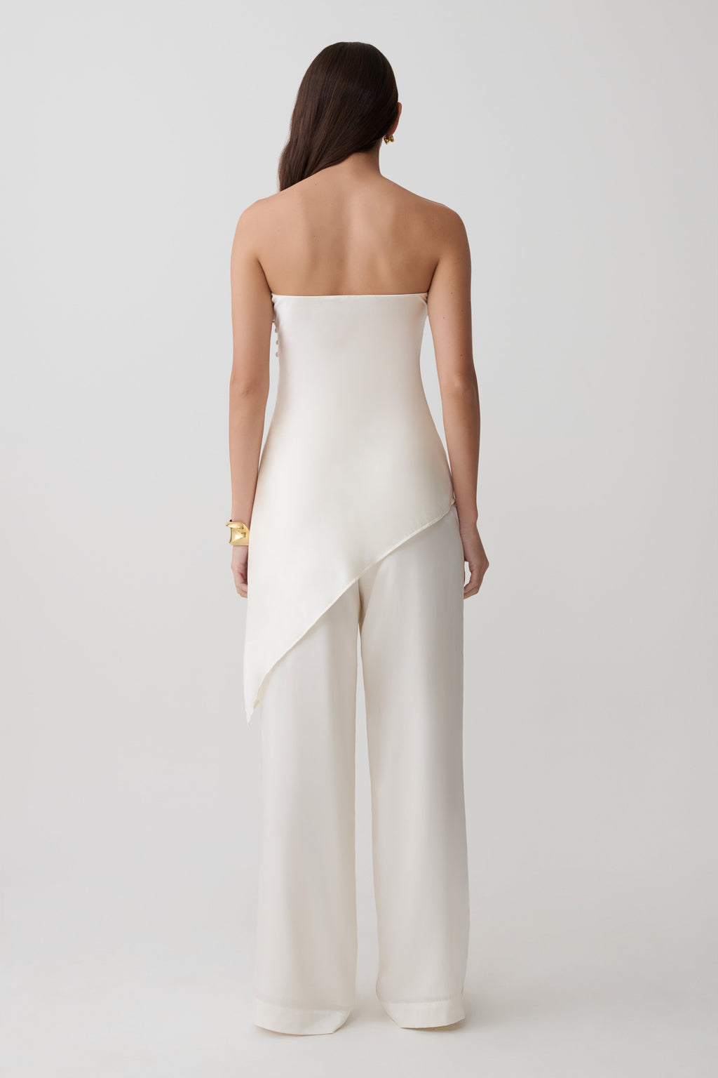 Kayla Silk Blend Straight Leg Pants - Ivory