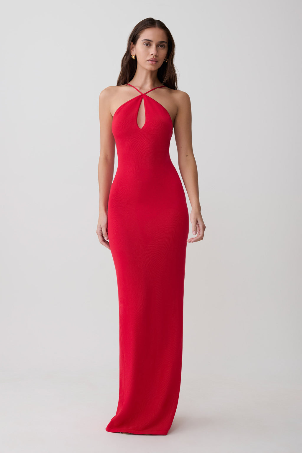 Ashtin Cross Front Knit Maxi Dress - Red
