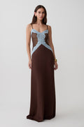 Bray Knit & Lace Maxi Dress - Chocolate/Blue