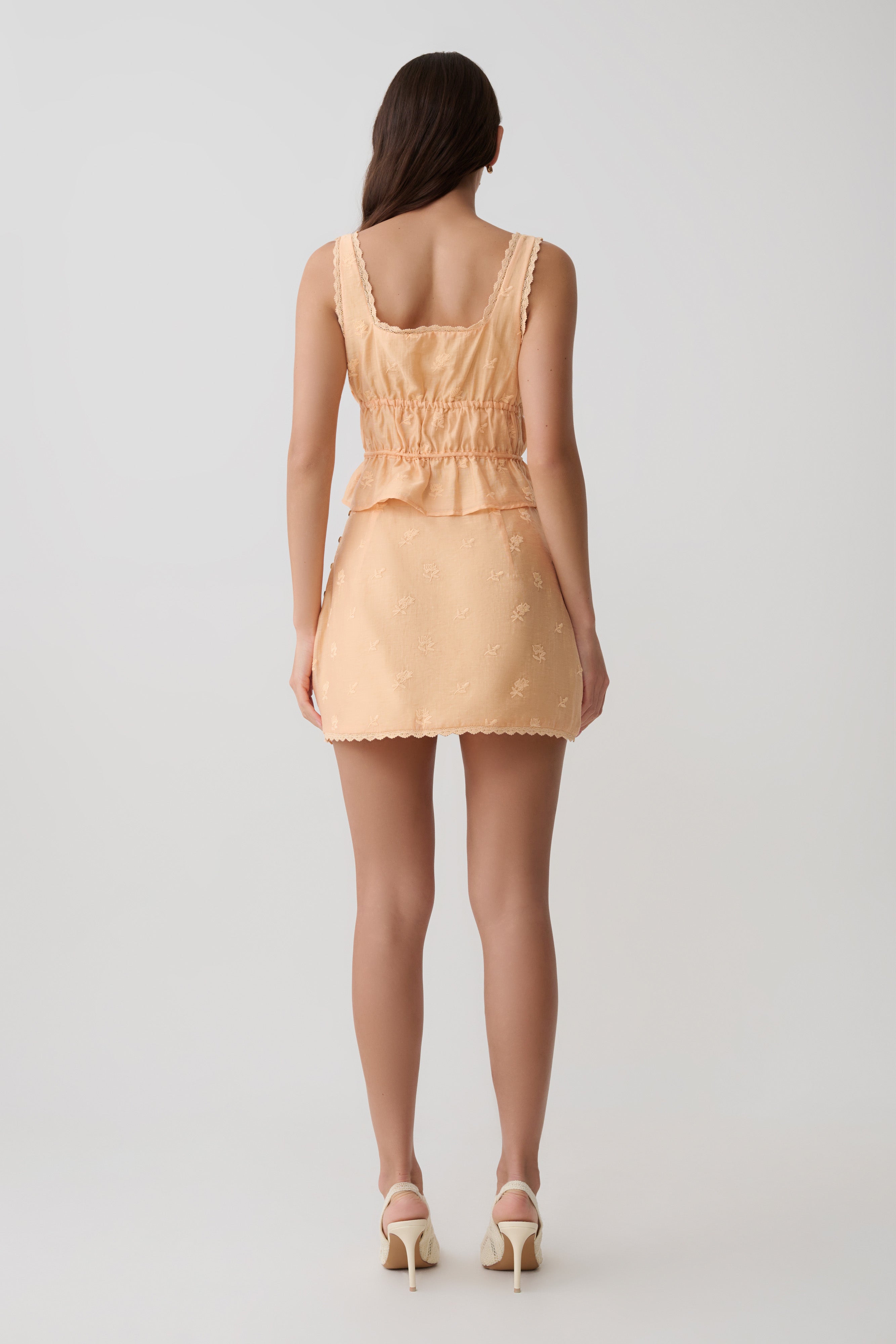 Vivian Embroidered Sleeveless Top - Orange
