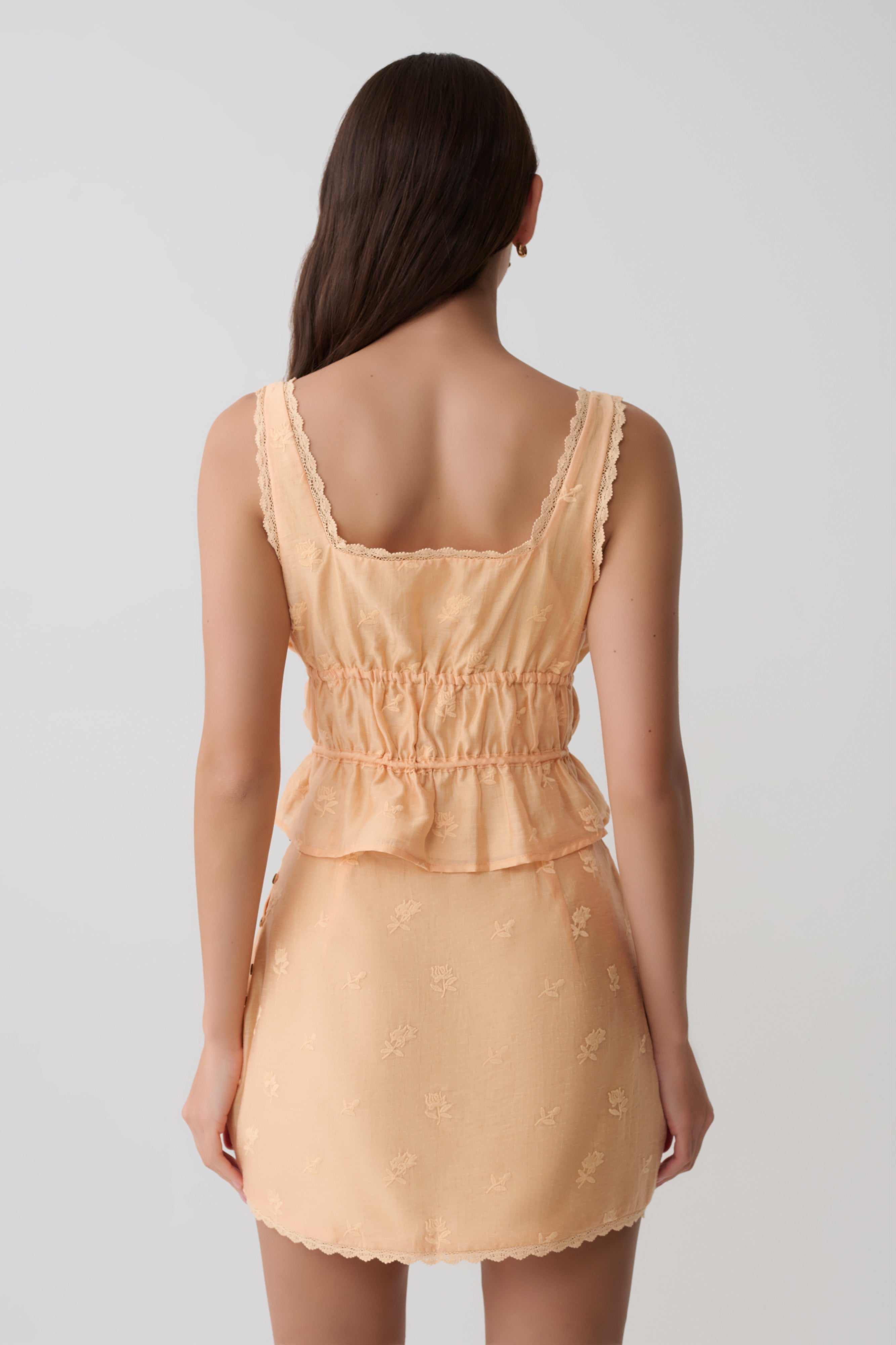 Vivian Embroidered Sleeveless Top - Orange