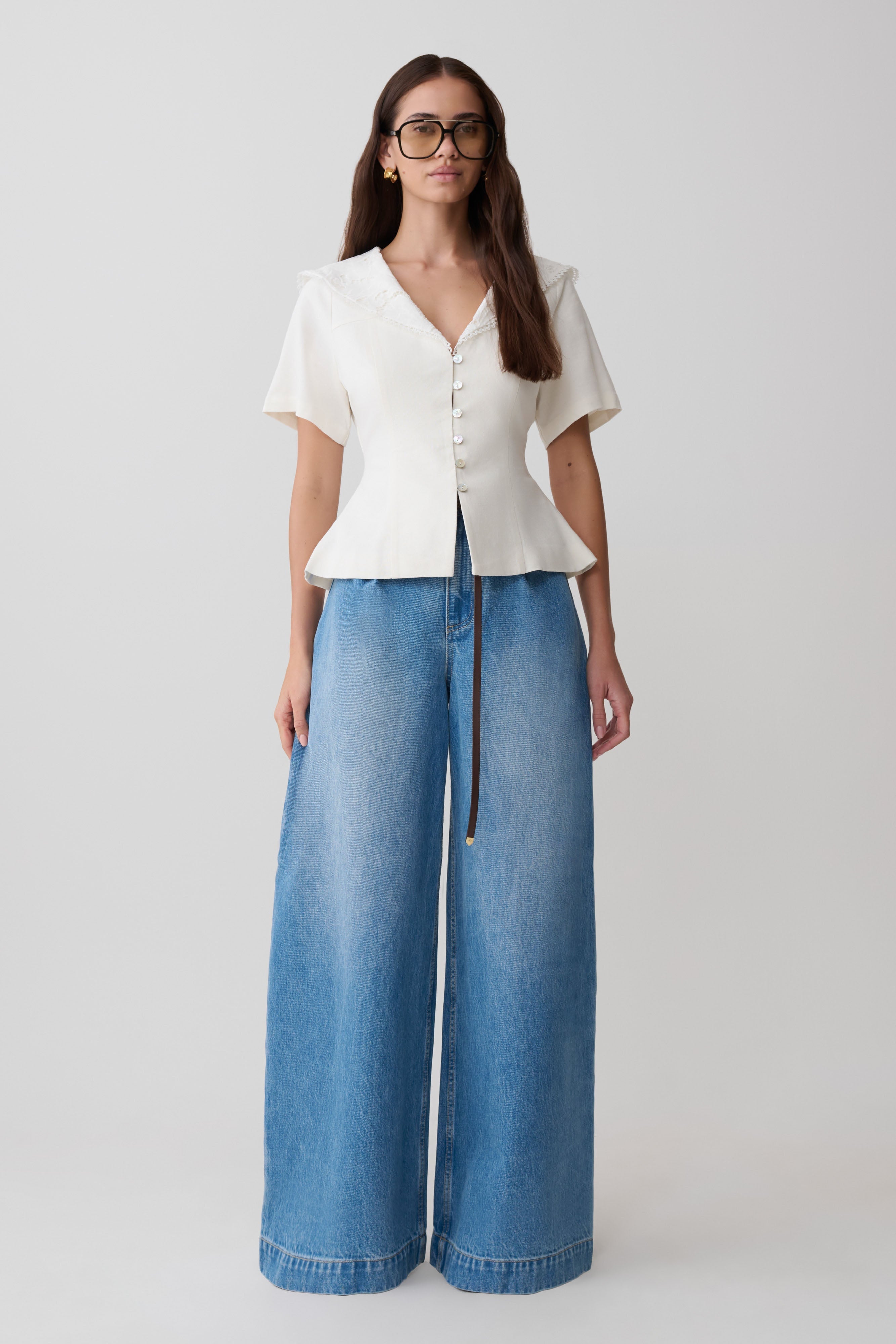 Bobby Oversized Jean With Front Pleat - Summer Blue