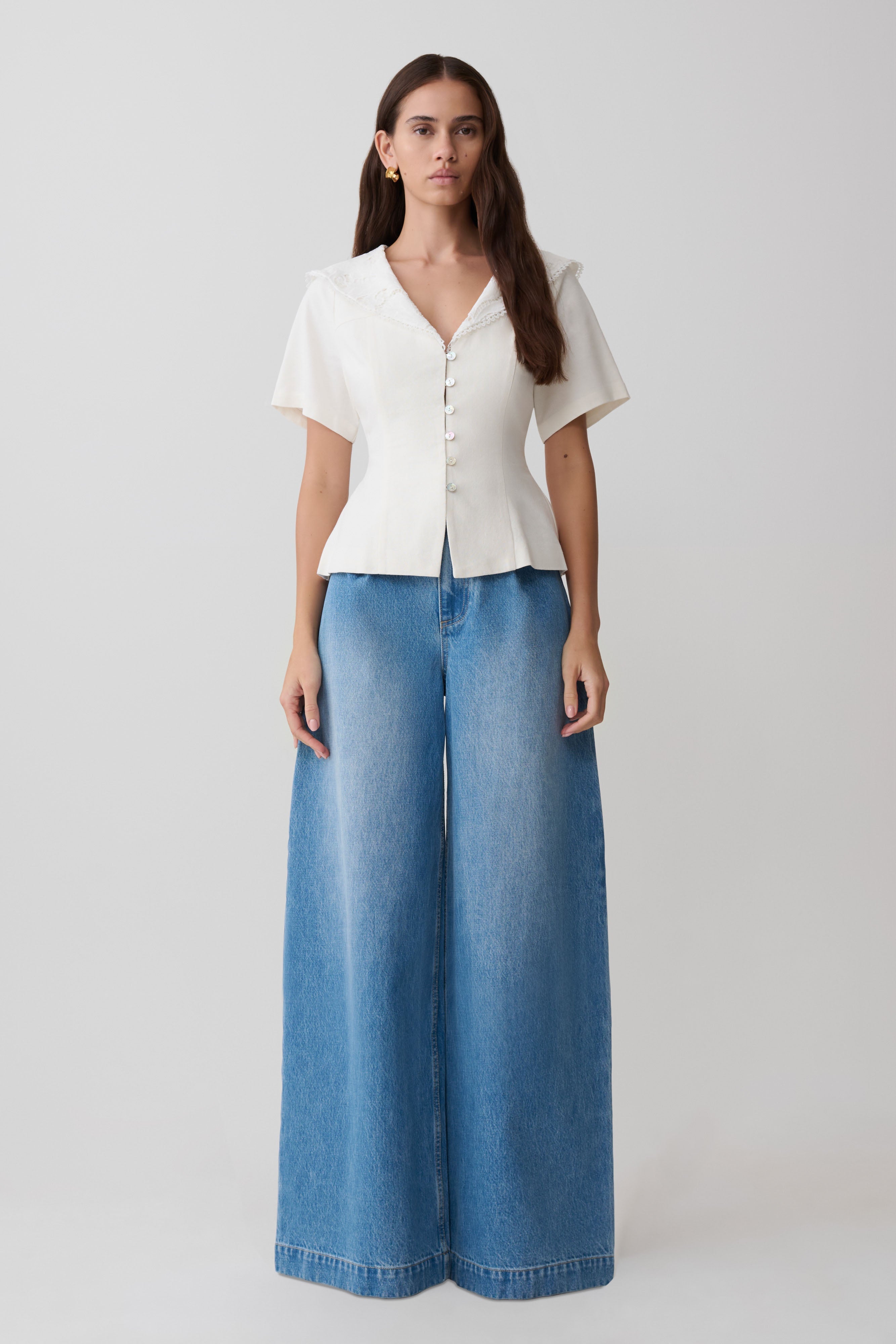 Bobby Oversized Jean With Front Pleat - Summer Blue