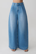 Bobby Oversized Jean With Front Pleat - Summer Blue