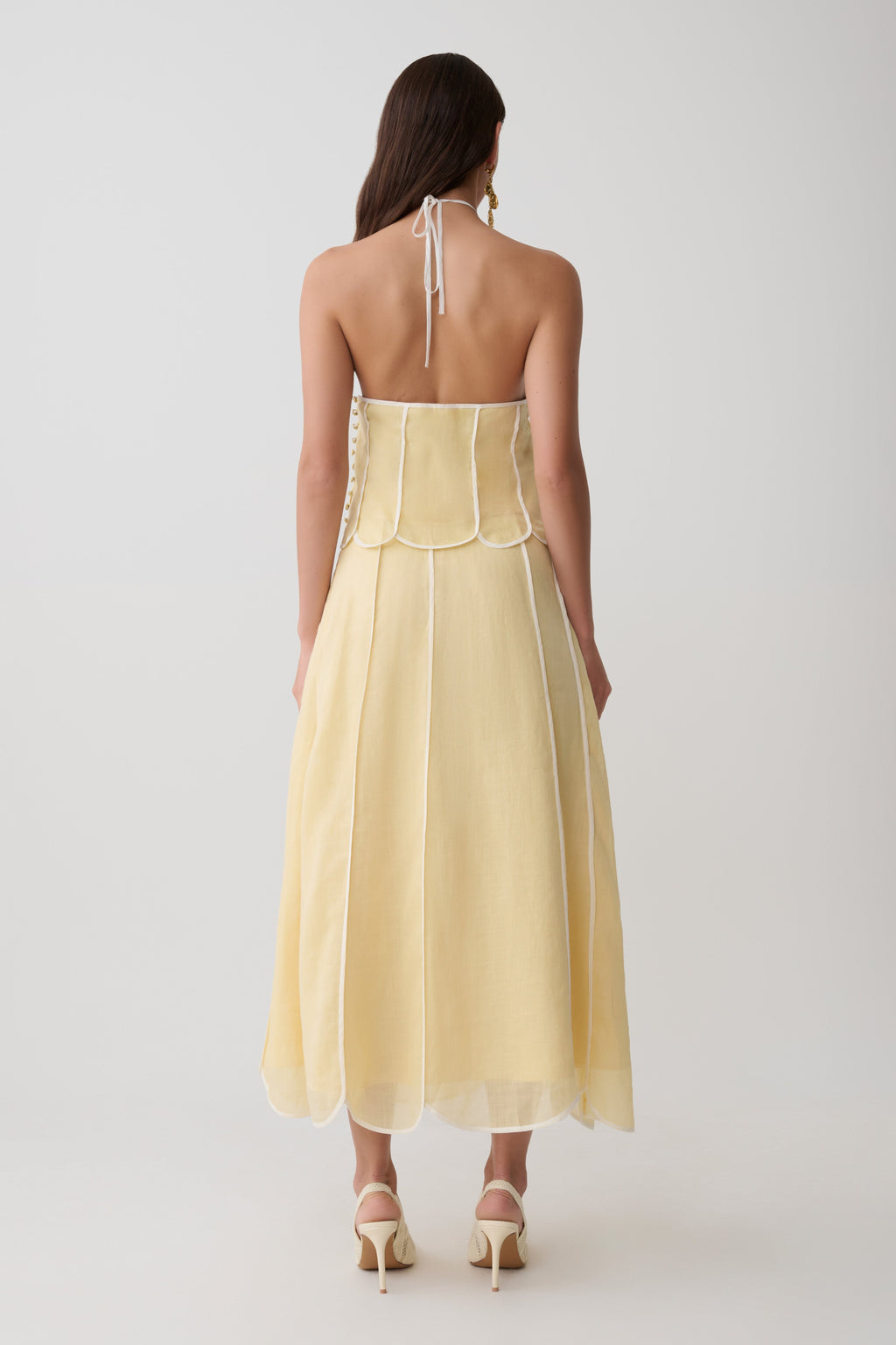 Georgia Panelled Halter Sleeveless Top - Butter
