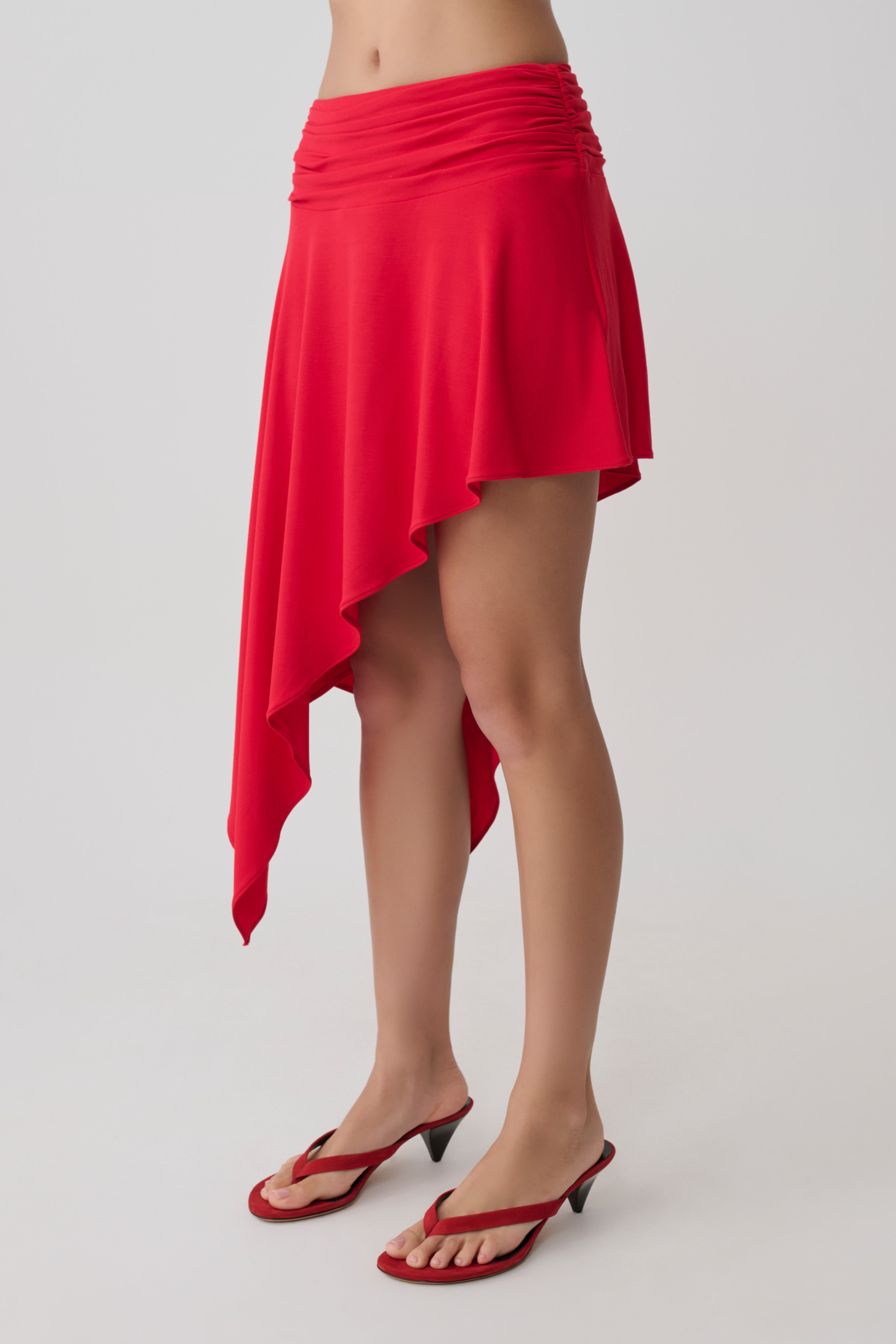 Talise Modal Hankie Midi Skirt - Red