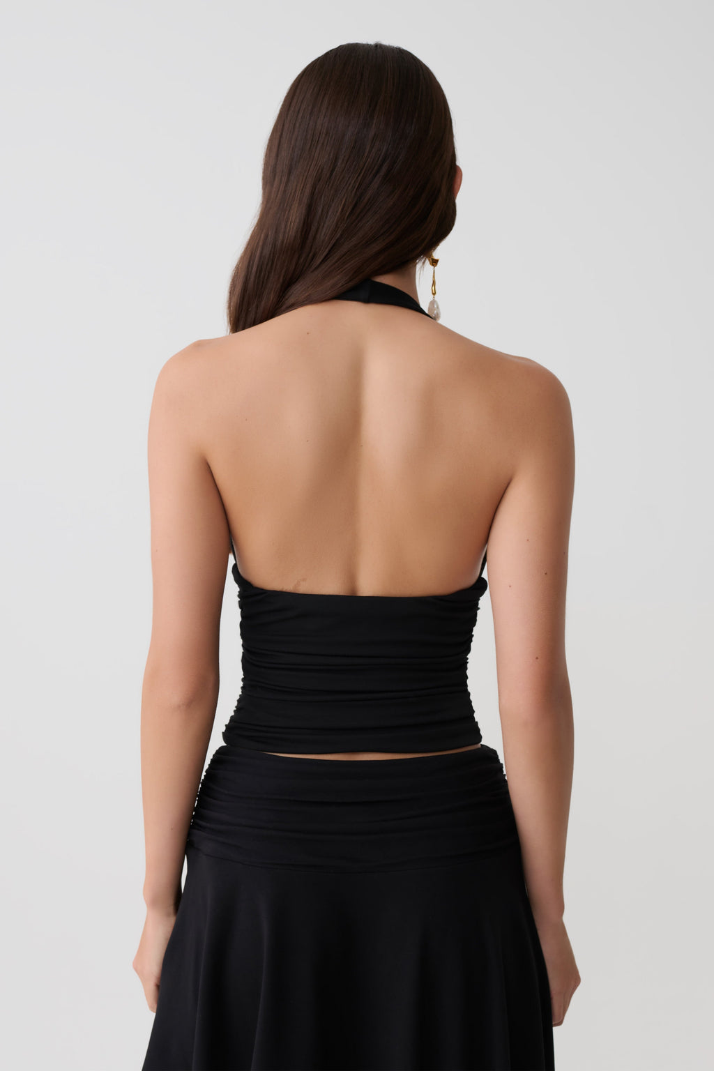 Peregrine Modal Gathered Halter Top - Black