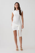 Freida Knit Mini Dress With Sash - Ivory