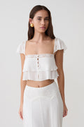 Skylar Lace Sleeveless Crop Top - White
