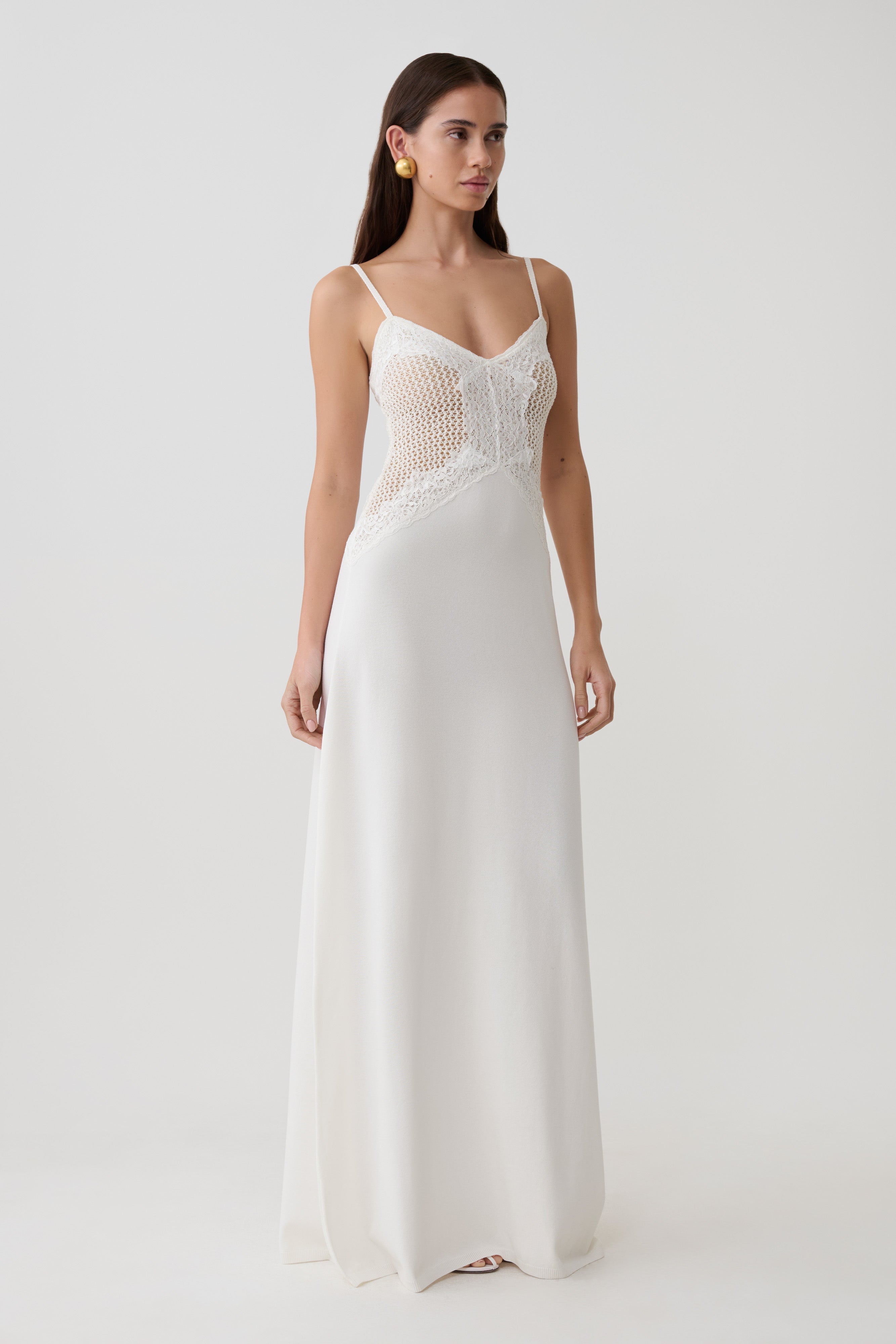 Bray Knit & Lace Maxi Dress - Ivory