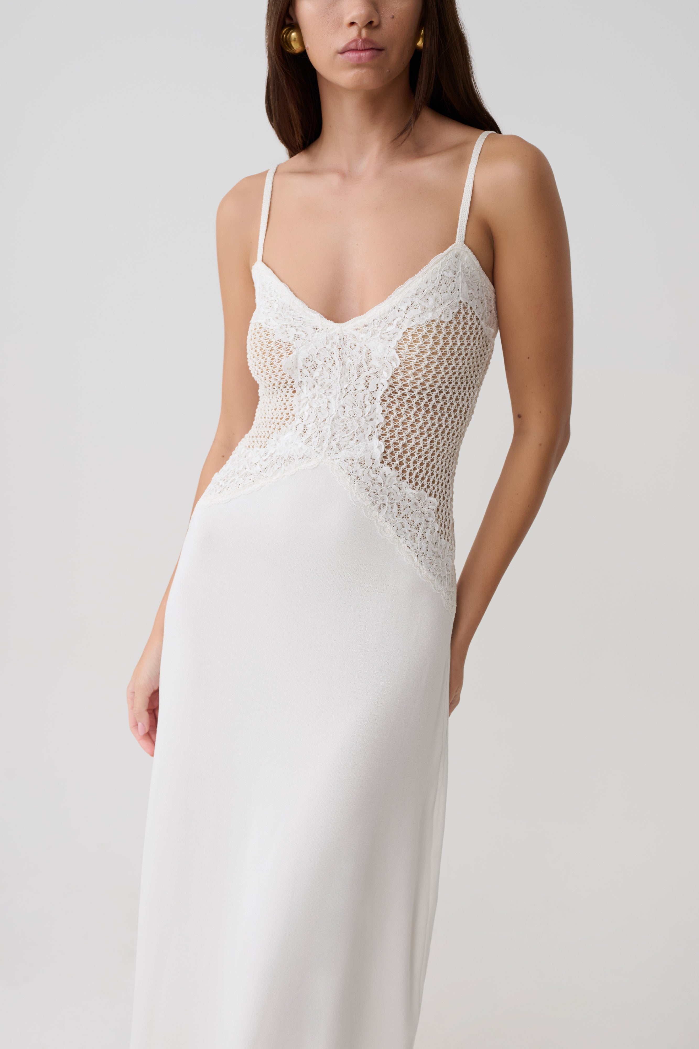 Bray Knit & Lace Maxi Dress - Ivory