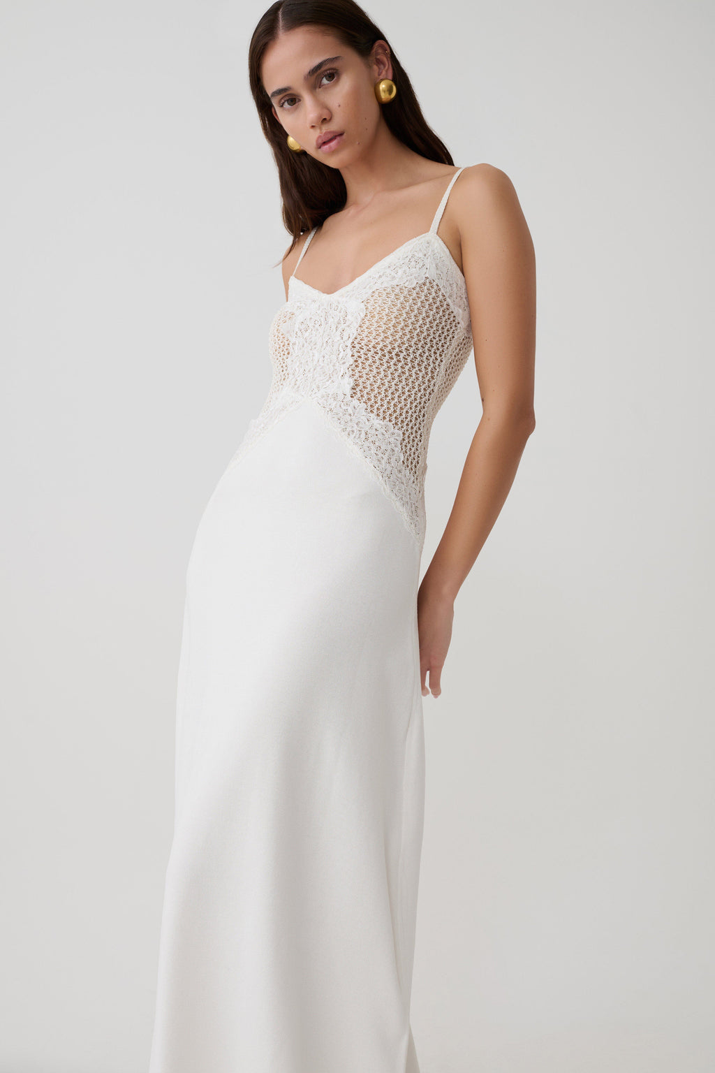Bray Knit & Lace Maxi Dress - Ivory
