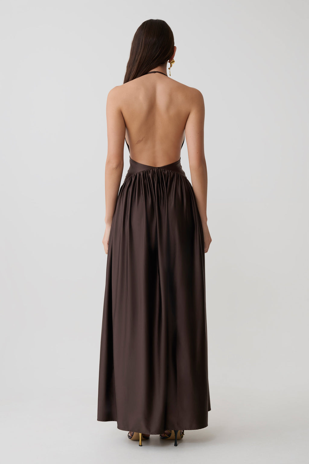 Cypress Halter Maxi Dress - Chocolate